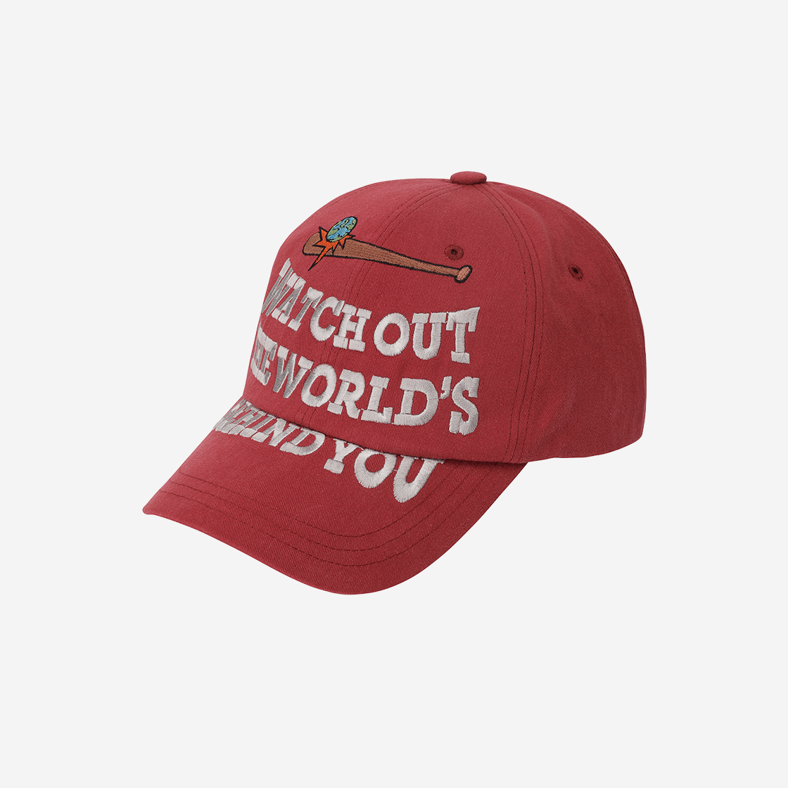 E01CAP02RD Problemallways Watch Out Cotton Ball Cap Red