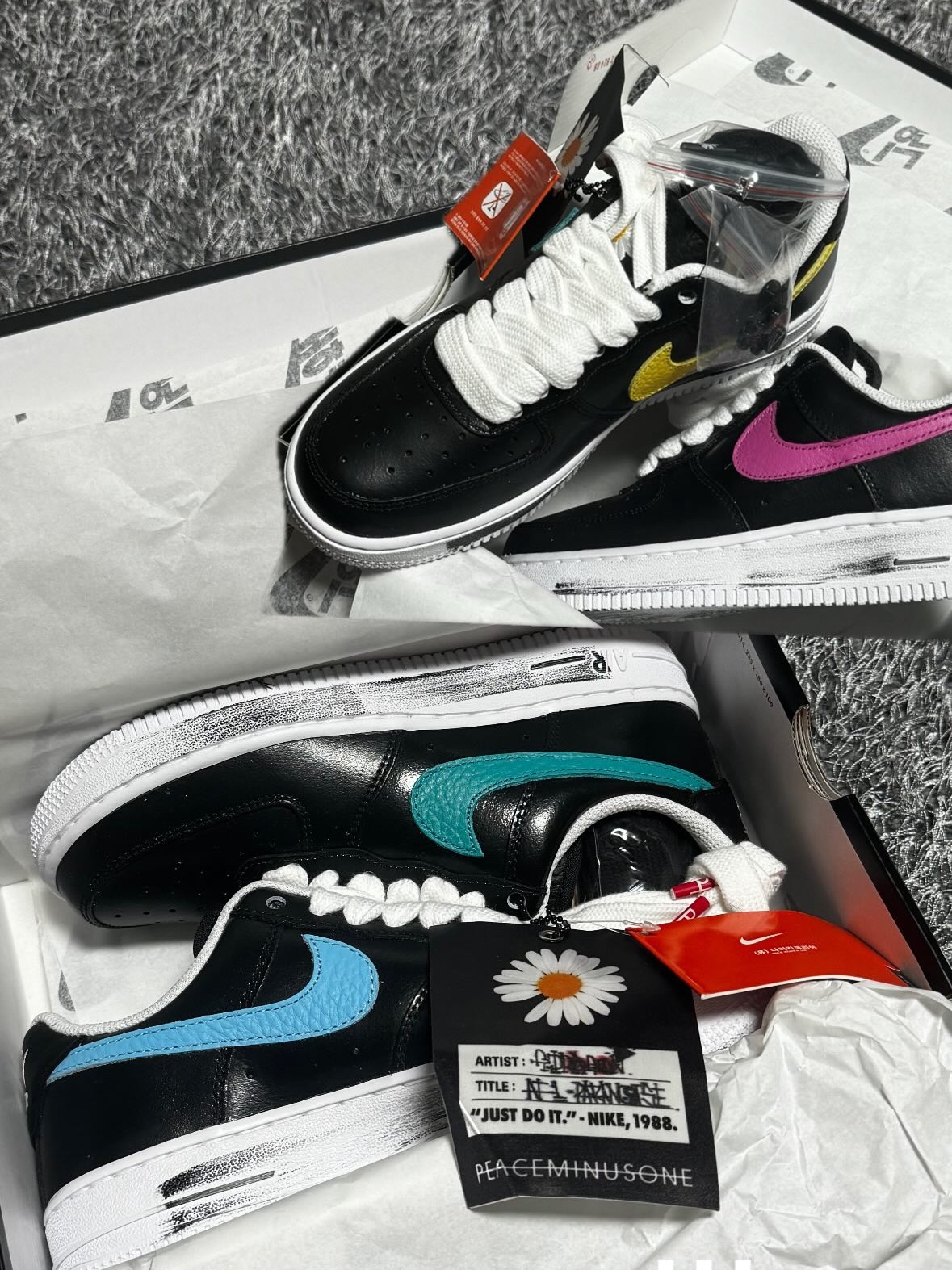 Nike x Peaceminusone Air Force 1 Low Para-Noise 3.0 Black and Multicolor 착용 스타일