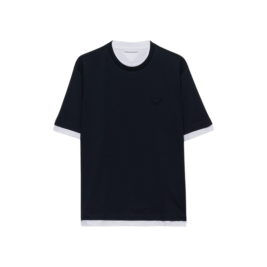 Prada Cotton T-Shirt Navy 상세 이미지 1