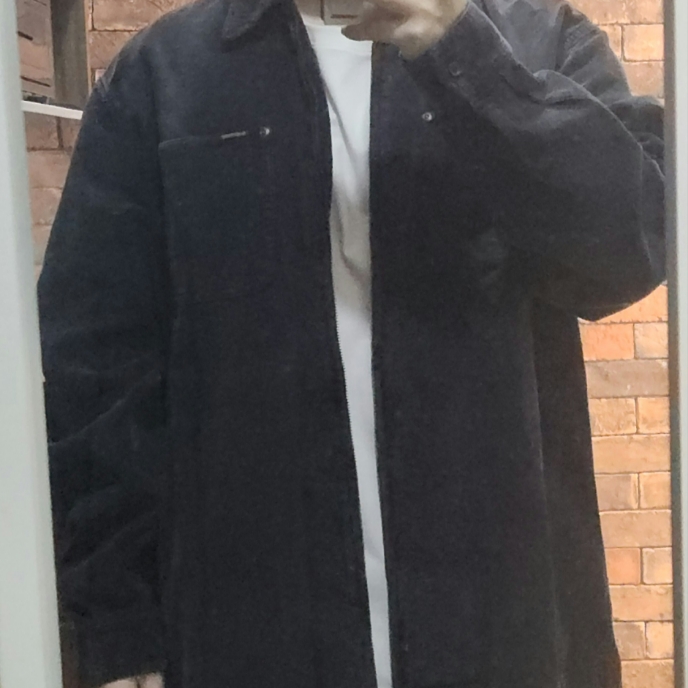 Supreme Washed Corduroy Zip Up Shirt Black - 24SS 착용 스타일 - 2