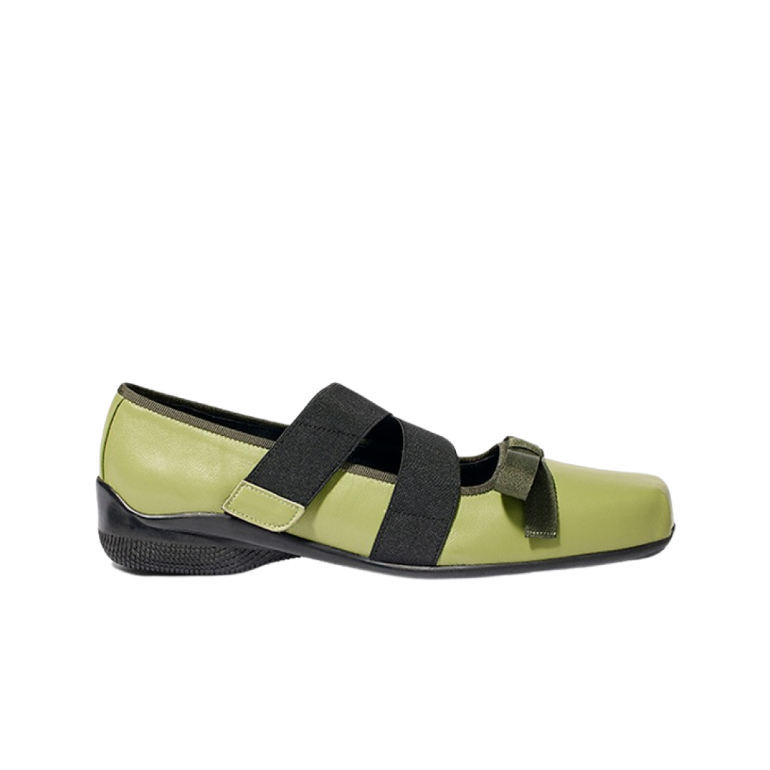 (W) 오픈 Yy 크로스 밴드 발레 플랫 그린((W) Open Yy Cross Band Ballet Flats Green)