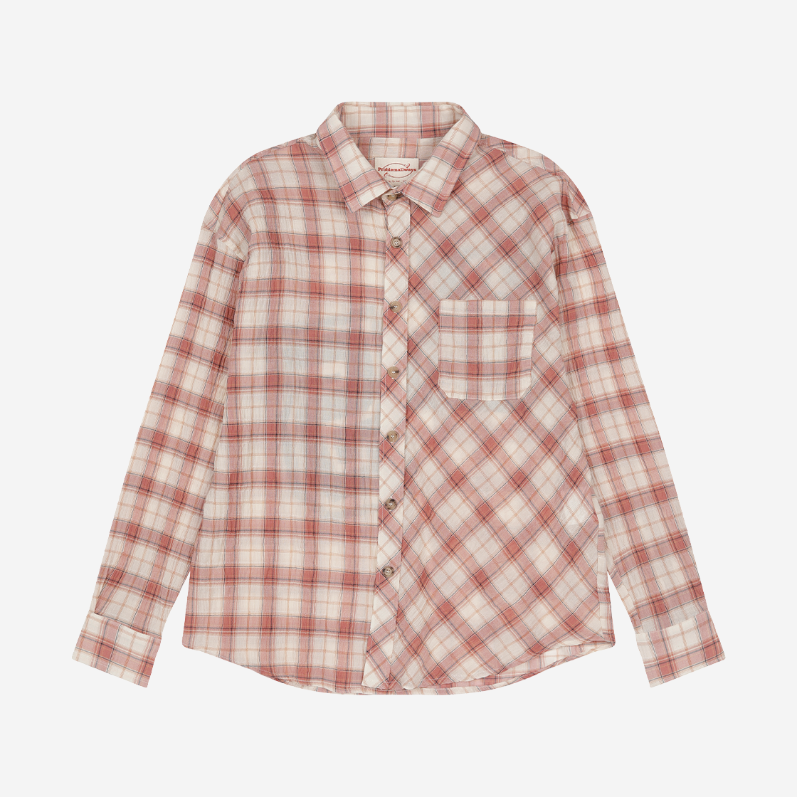 E01SH01RD Problemallways Number 25 Player Check Shirt Red