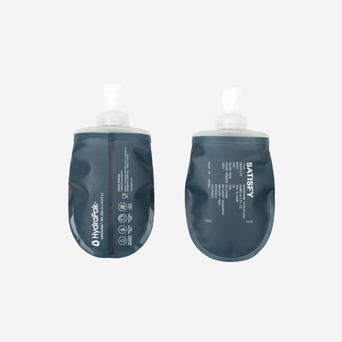 새티스파이 하이드라팩 소프트 플라스크 250ml 다크 슬레이트 (2개입)(Satisfy Hydrapak Soft Flask 250ml Dark Slate (2 Pack))