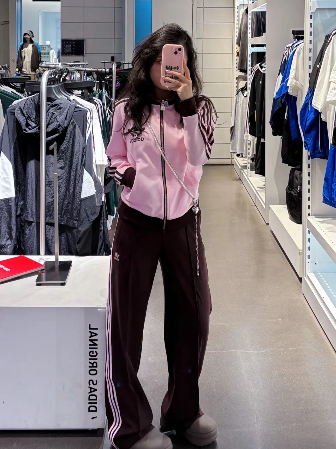 (W) Adidas Originals Beckenbauer Track Jacket Clear Pink - KR Sizing 착용 스타일 - 2