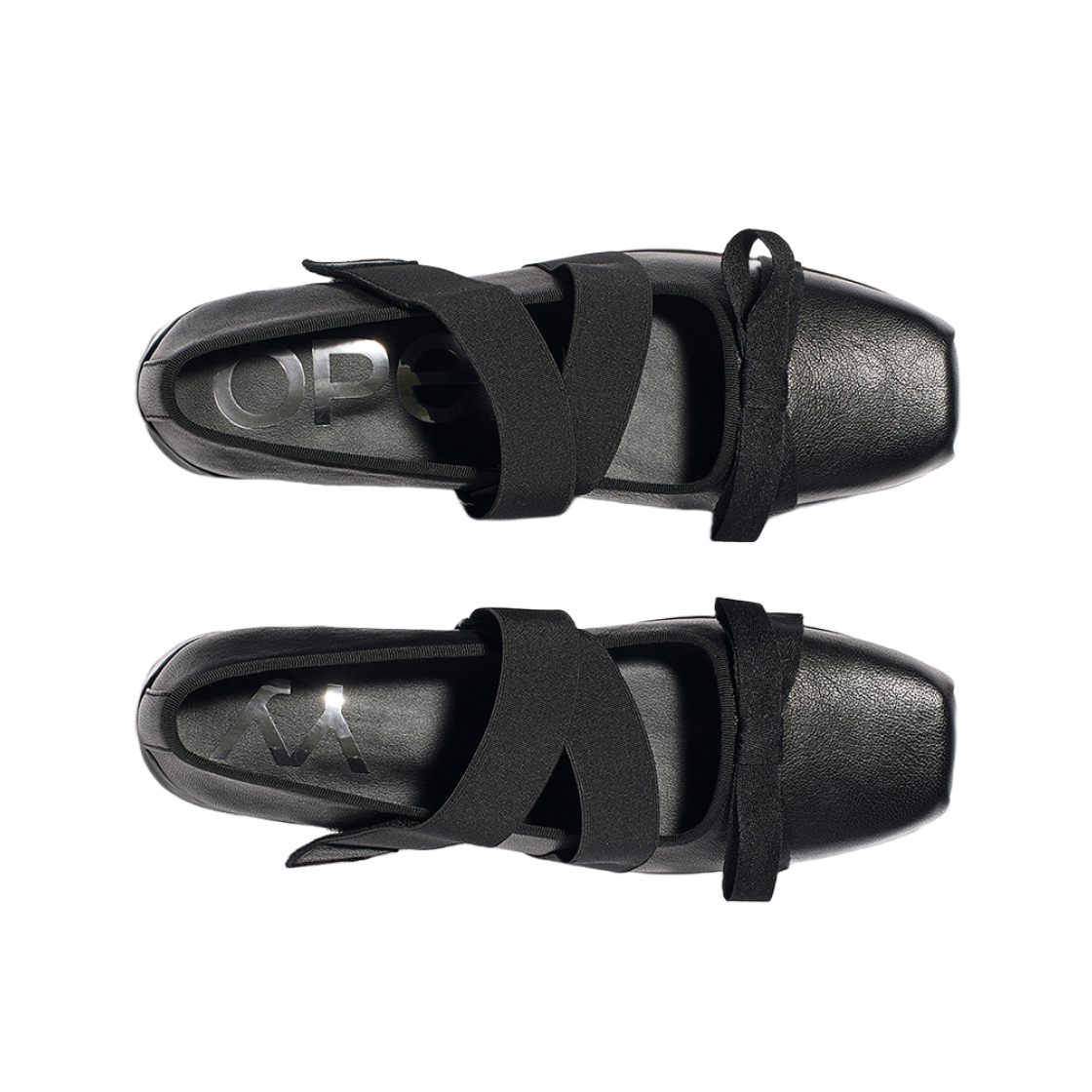 (W) 오픈 Yy 크로스 밴드 발레 플랫 블랙((W) Open Yy Cross Band Ballet Flats Black) - 2