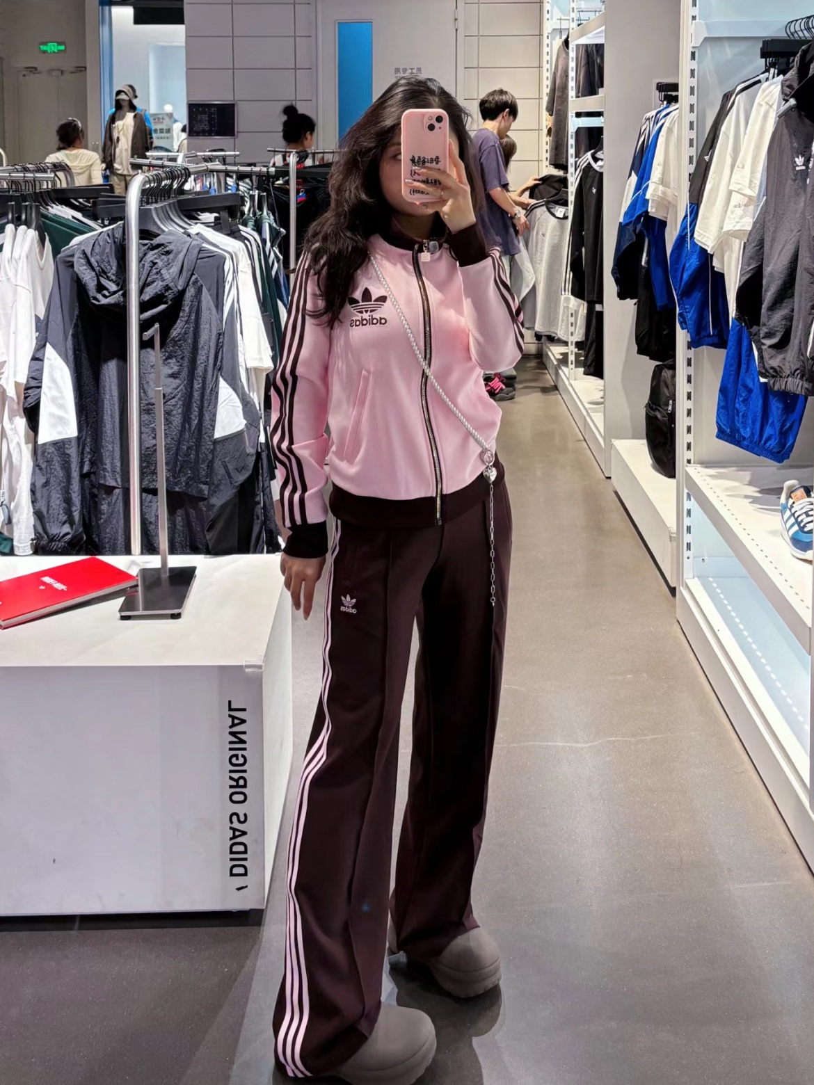 (W) Adidas Originals Beckenbauer Track Jacket Clear Pink - KR Sizing 착용 스타일 - 3