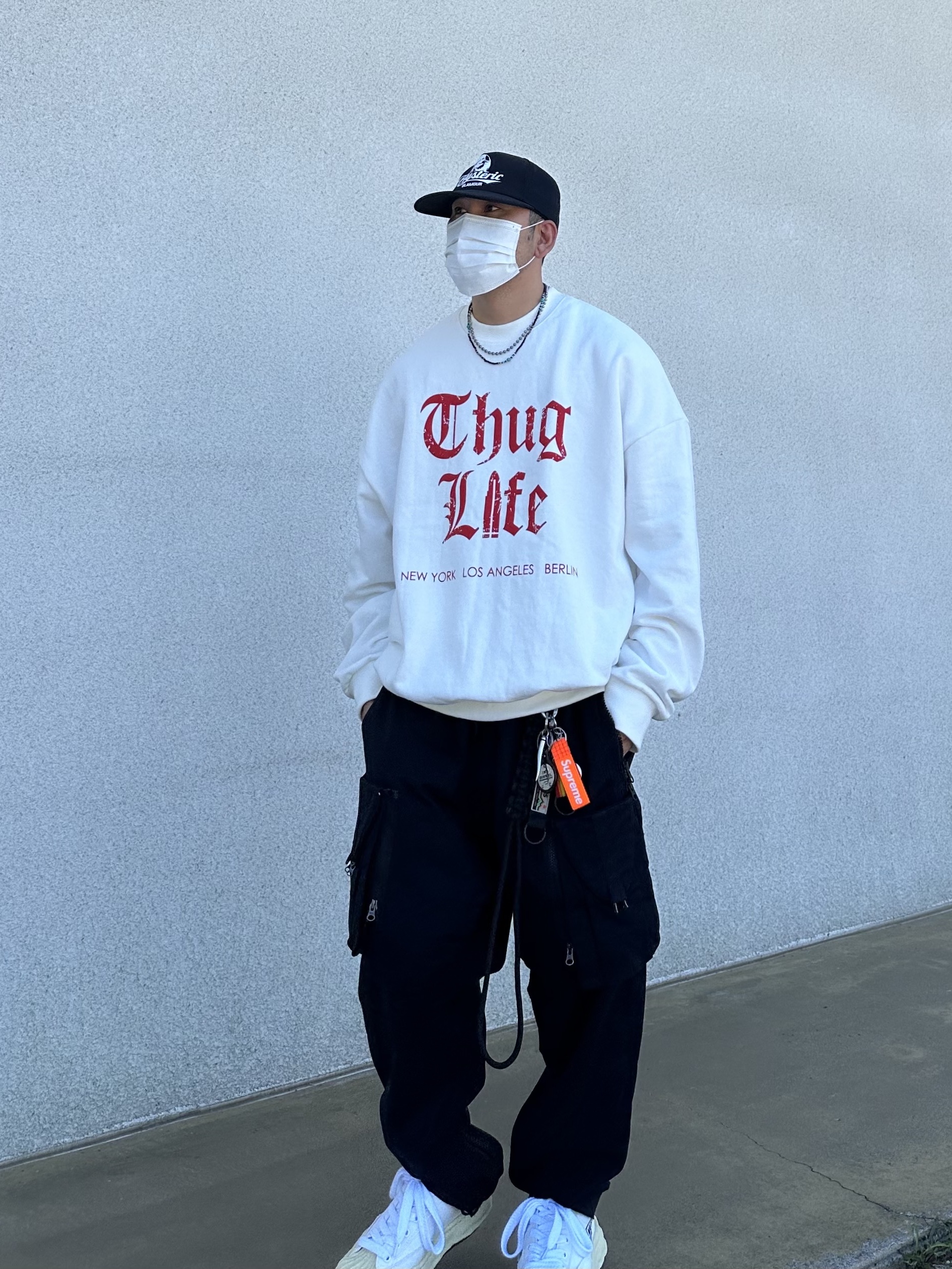 Maison Mihara Yasuhiro Blakey VL OG Sole Canvas Low-top Sneakers White, Nike ACG Cargo Pants Black 착용 스타일 - 3
