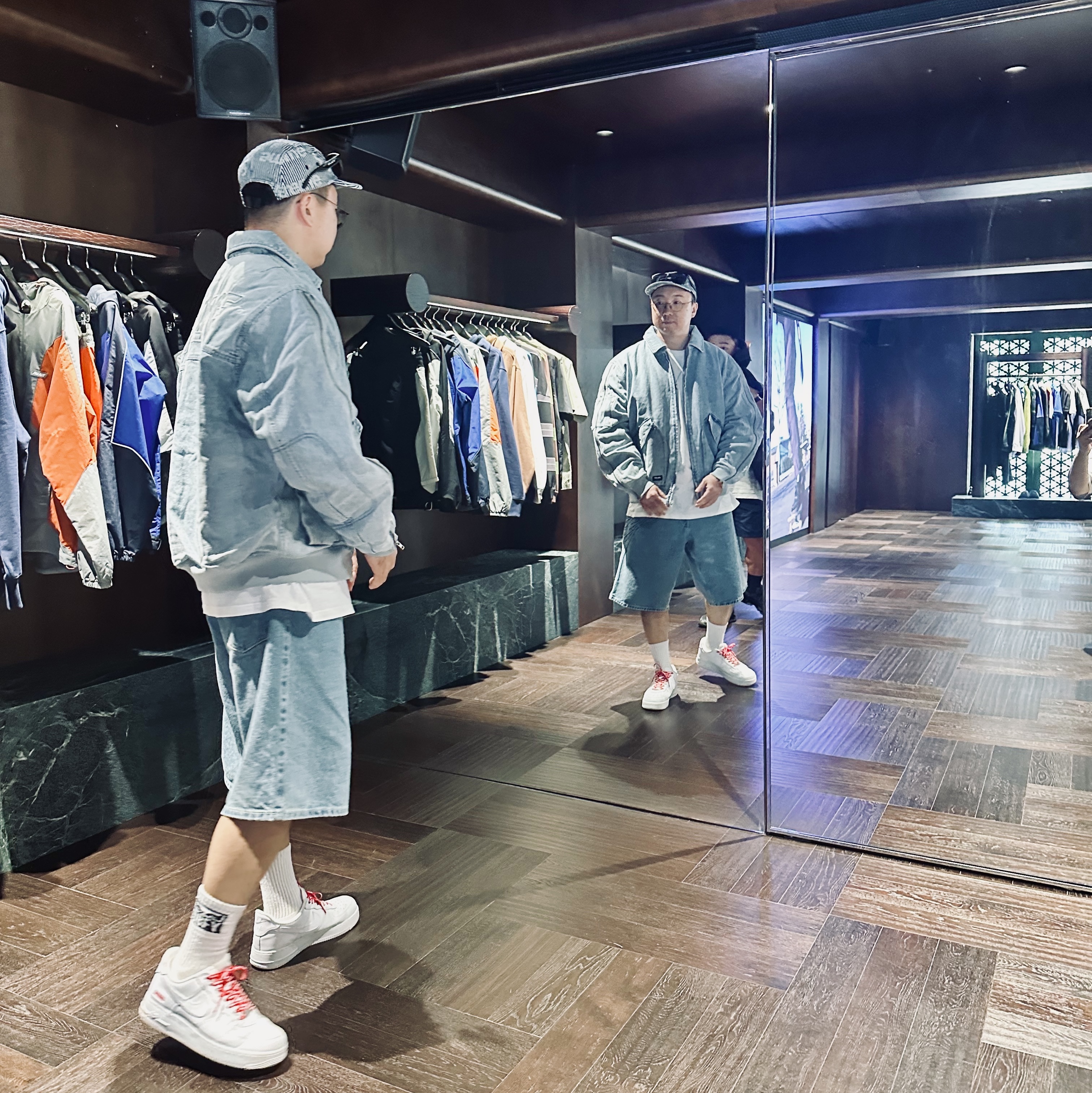 Palace Zipped MA-1 Bomber Jacket Stone Wash - 24FW 착용 스타일