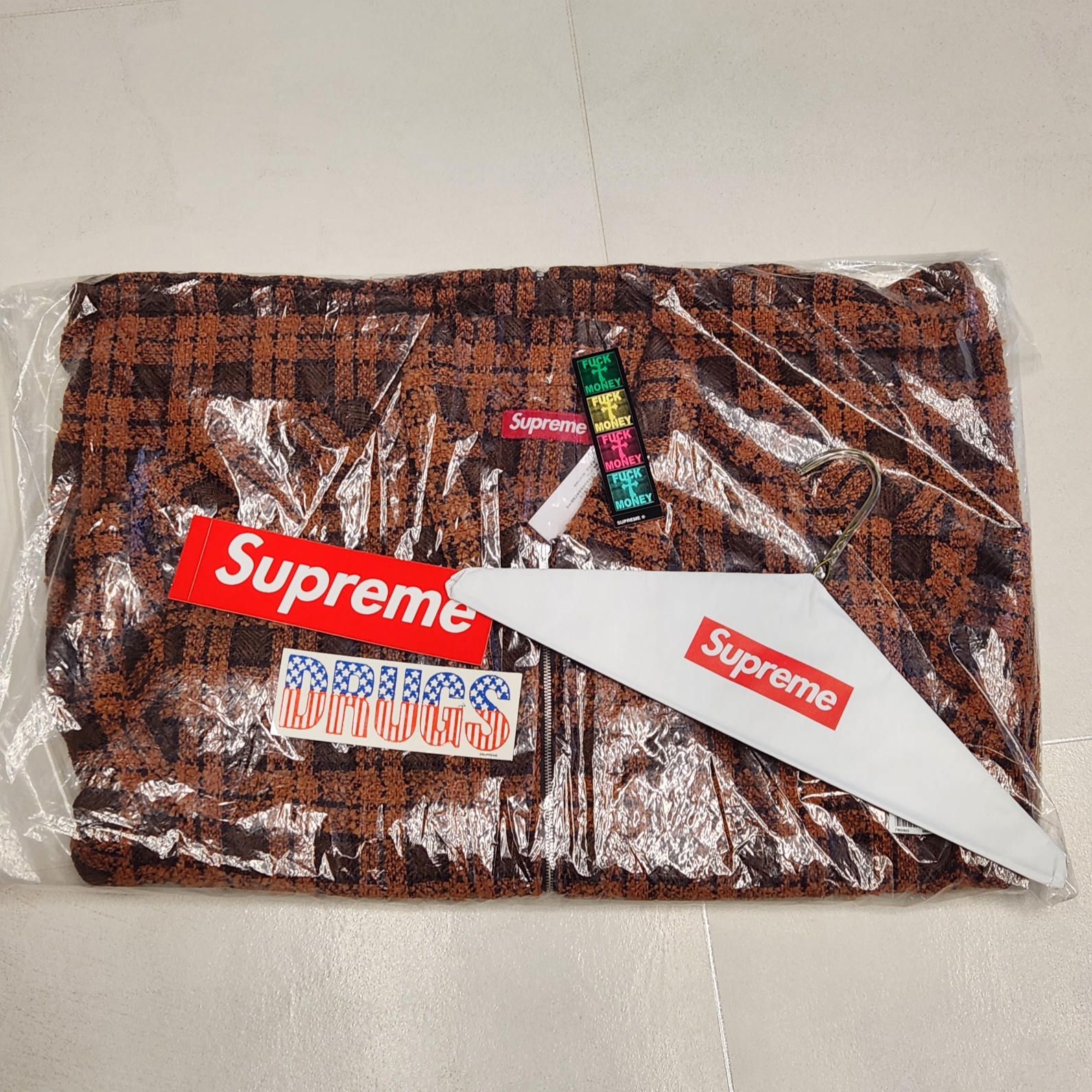 Supreme Boucle Zip Up Shirt Rust - 24FW 착용 스타일 - 2