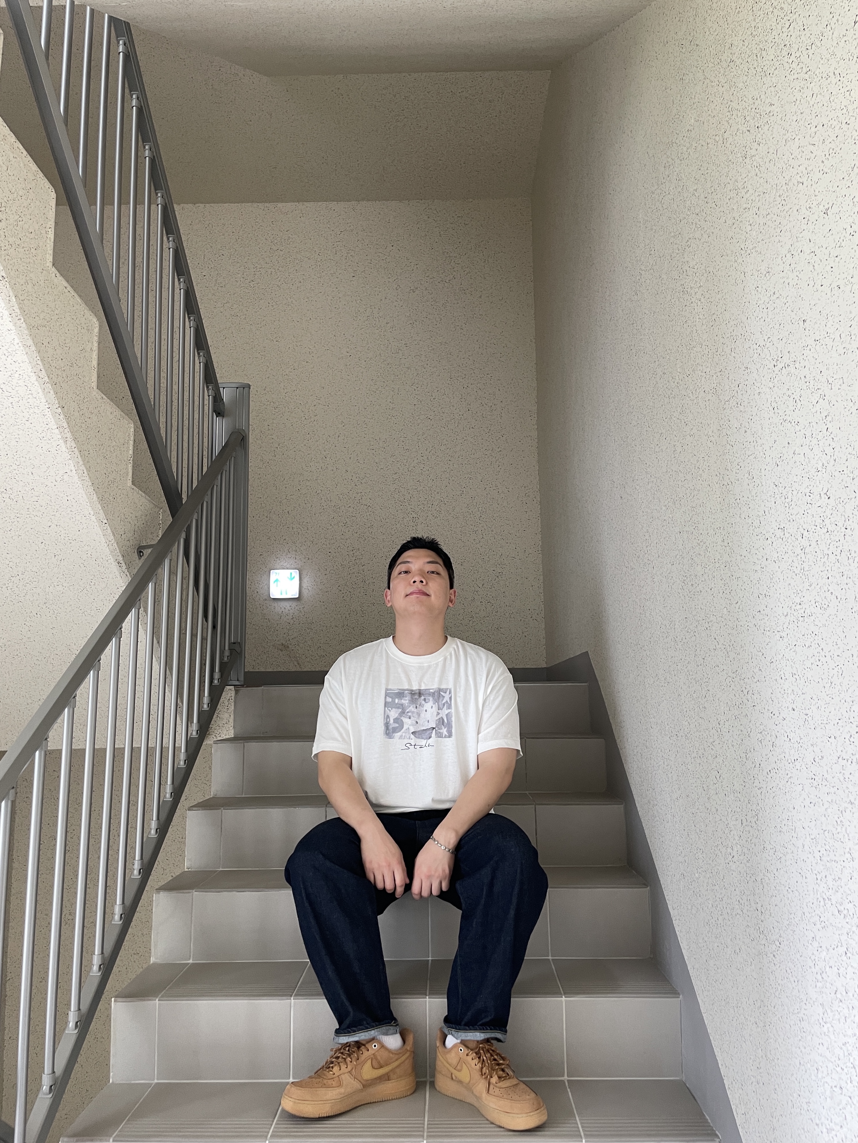 [프리오더] Polyteru 925 Silver Bracelet 001 (Cross & Hanabi Lemon), Polyteru HANK 1/2 Graphic T-Shirt 'Starmie' White 착용 스타일 - 5