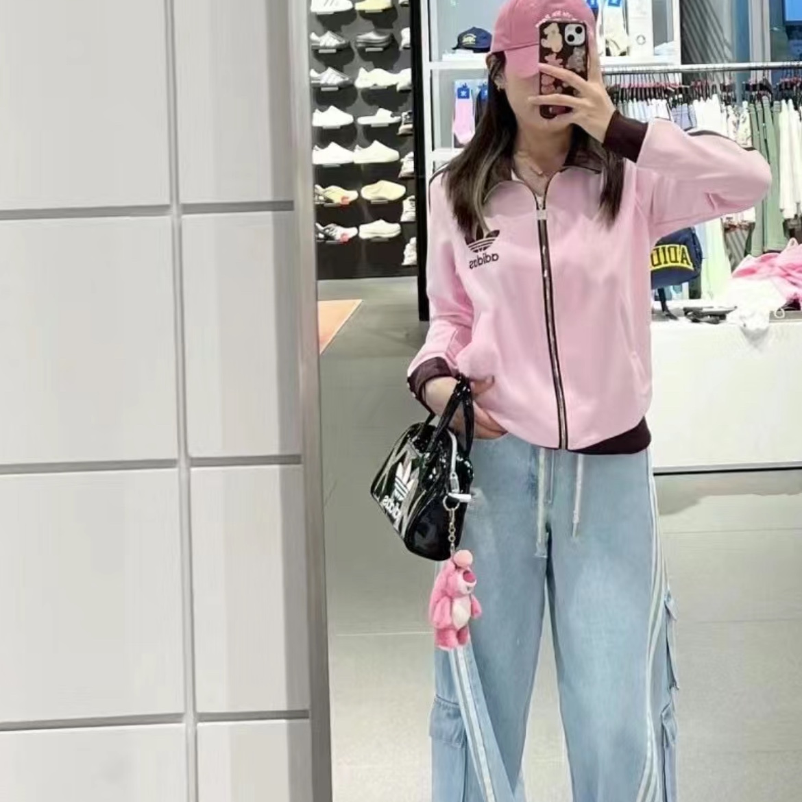 (W) Adidas Originals Beckenbauer Track Jacket Clear Pink - KR Sizing 착용 스타일