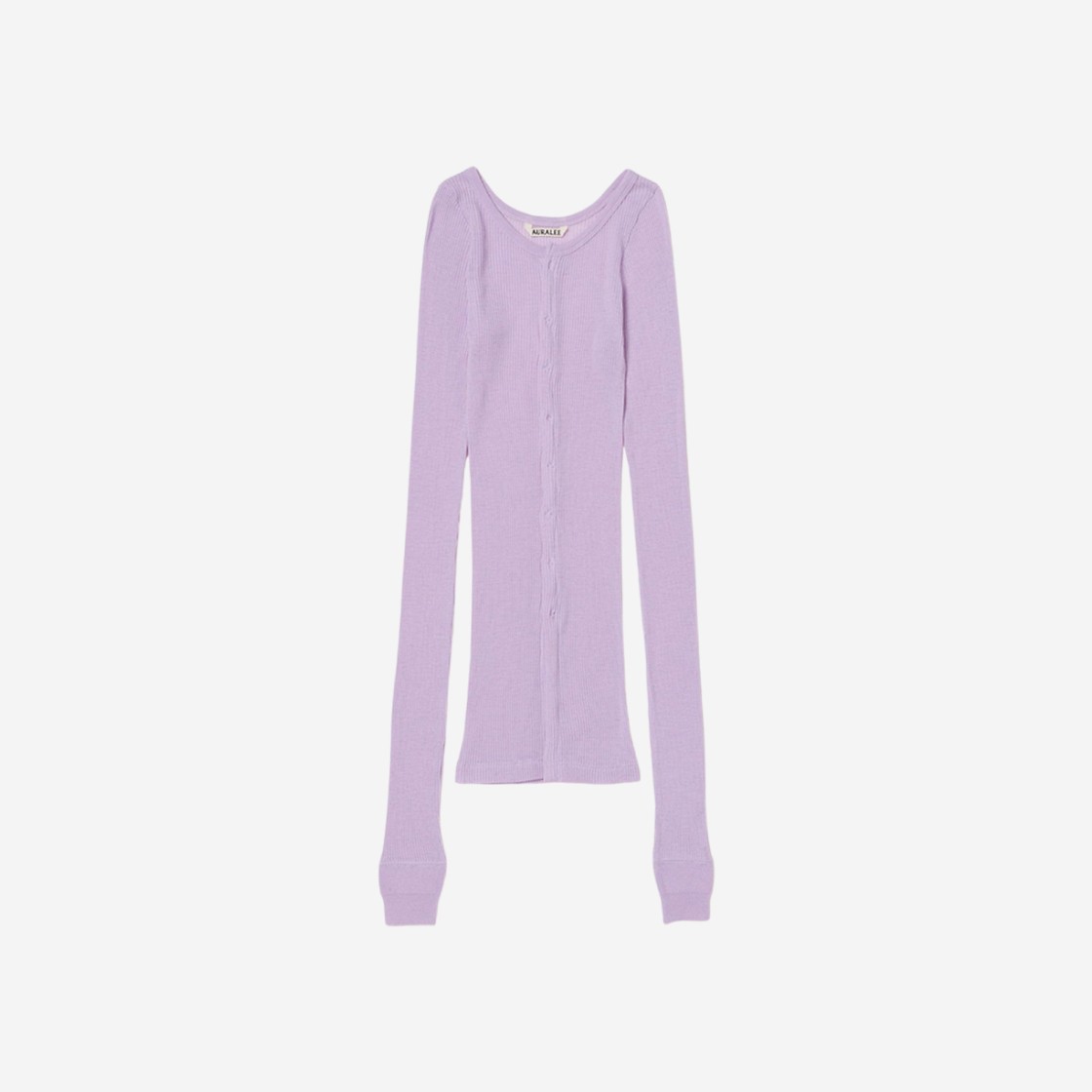 (W) Auralee Wool Soft Rib Cardigan Light Purple 상세 이미지 1