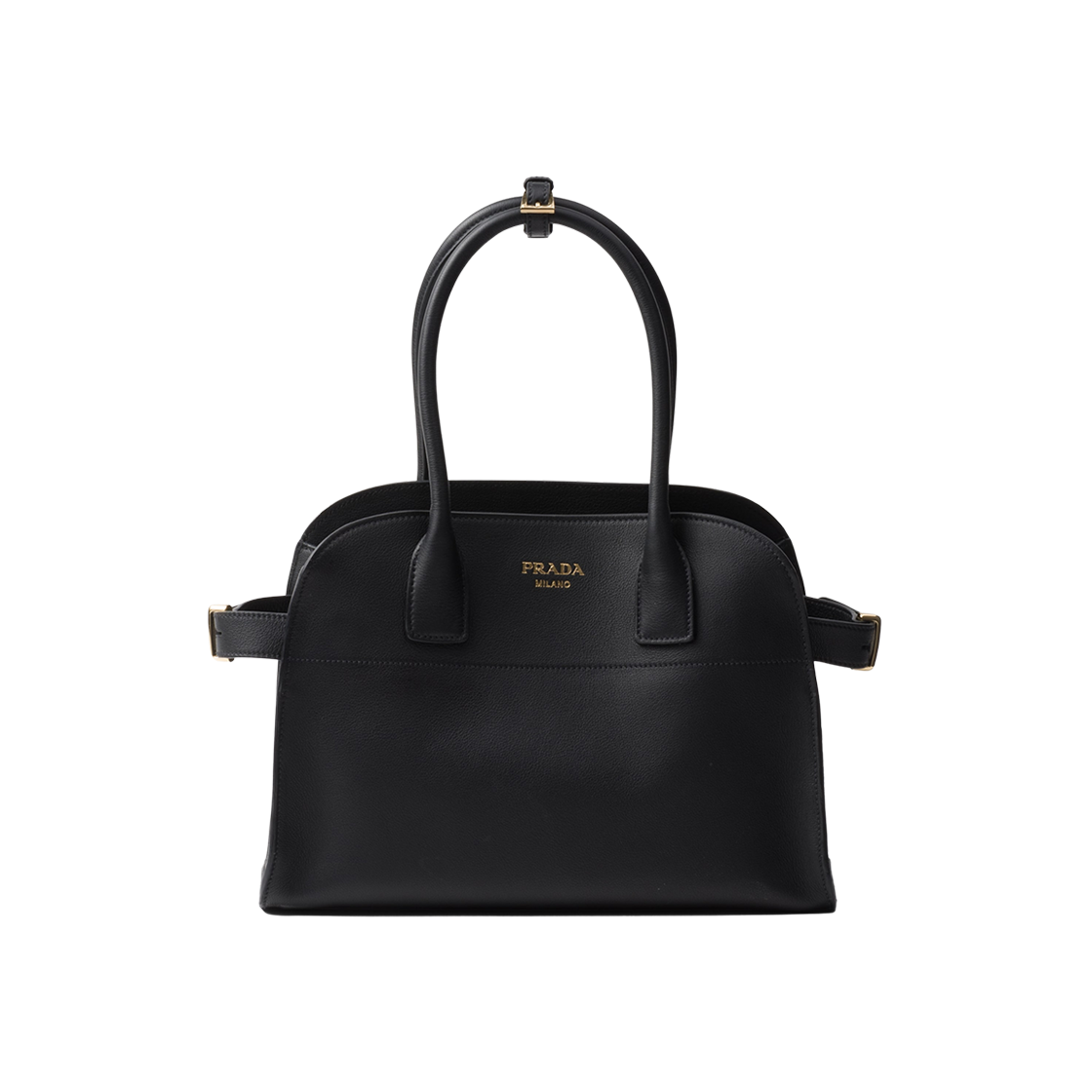 Prada Medium Leather Tote Bag Black 상세 이미지 1