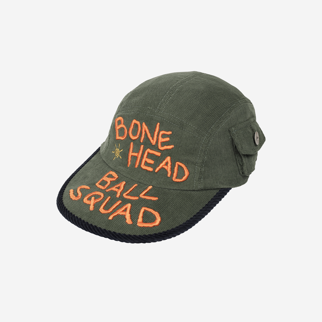 E01CAP03GN Problemallways Bonehead Ball Squad Corduroy Pocket Camp Cap Green