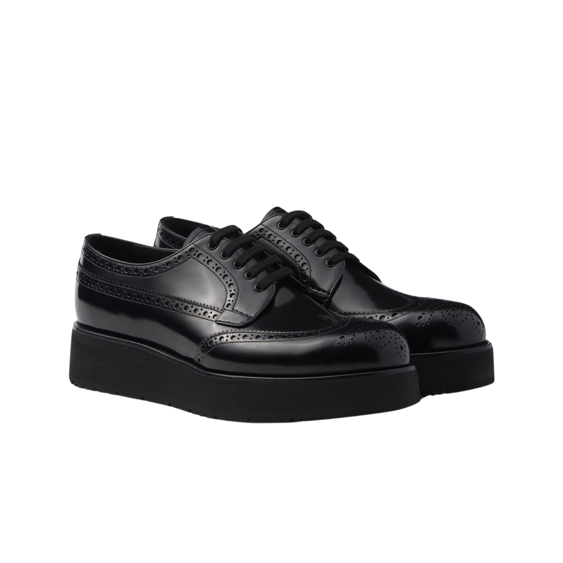 프라다 브러쉬드 가죽 더비 브로그 블랙(Prada Brushed Leather Derby Brogues Black) - 2