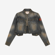 [예약 배송] Problemallways Dirty Washed Folded Denim Trucker Jacket Washed Blue