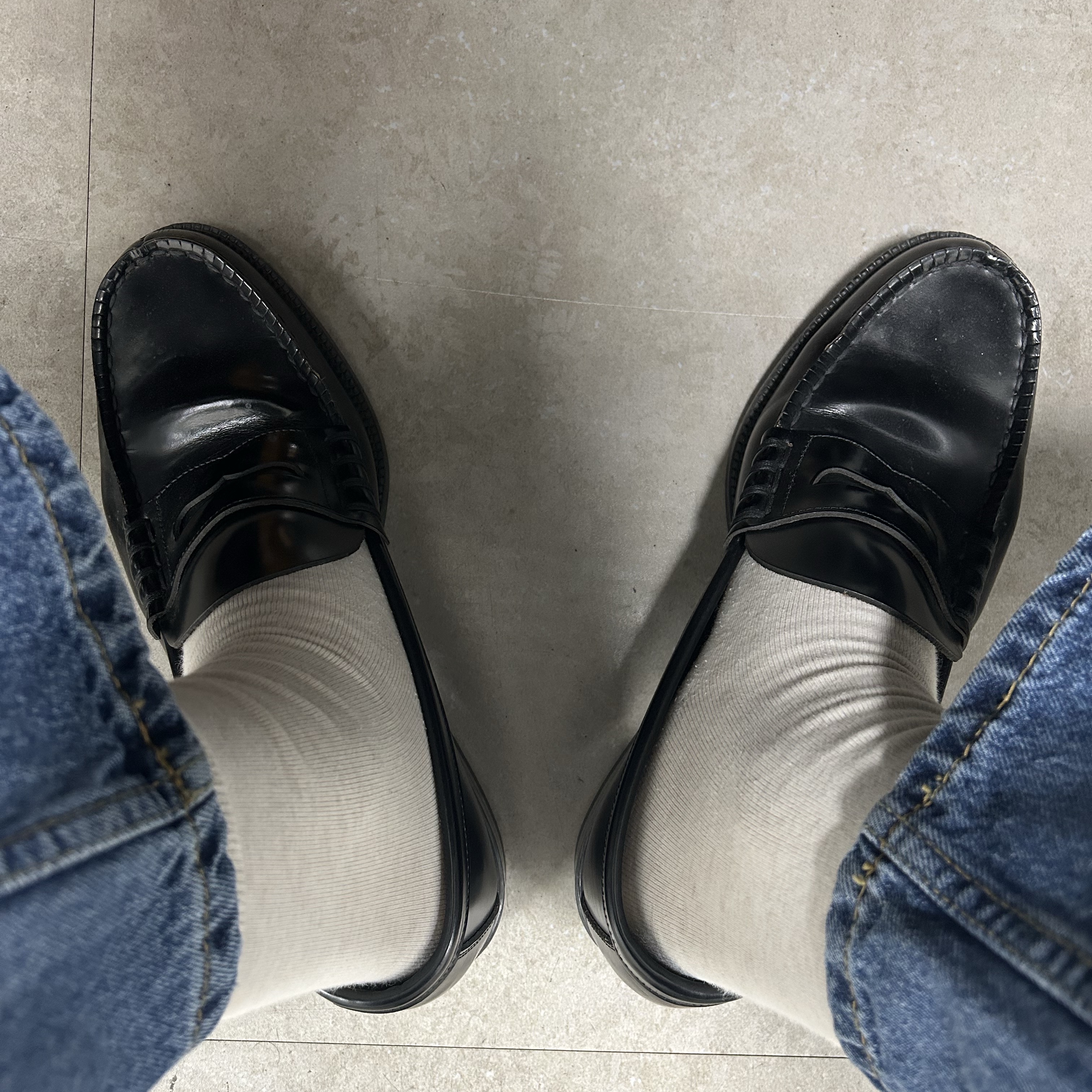 Haruta HS-906 Penny Loafer Black 착용 스타일
