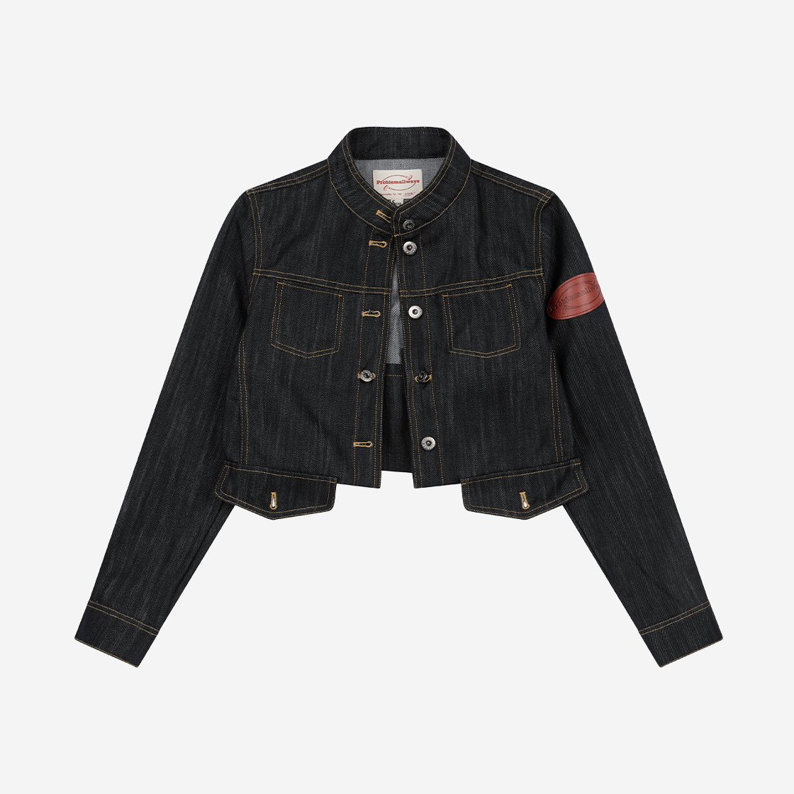 E01JK03I Problemallways Folded Denim Trucker Jacket Indigo