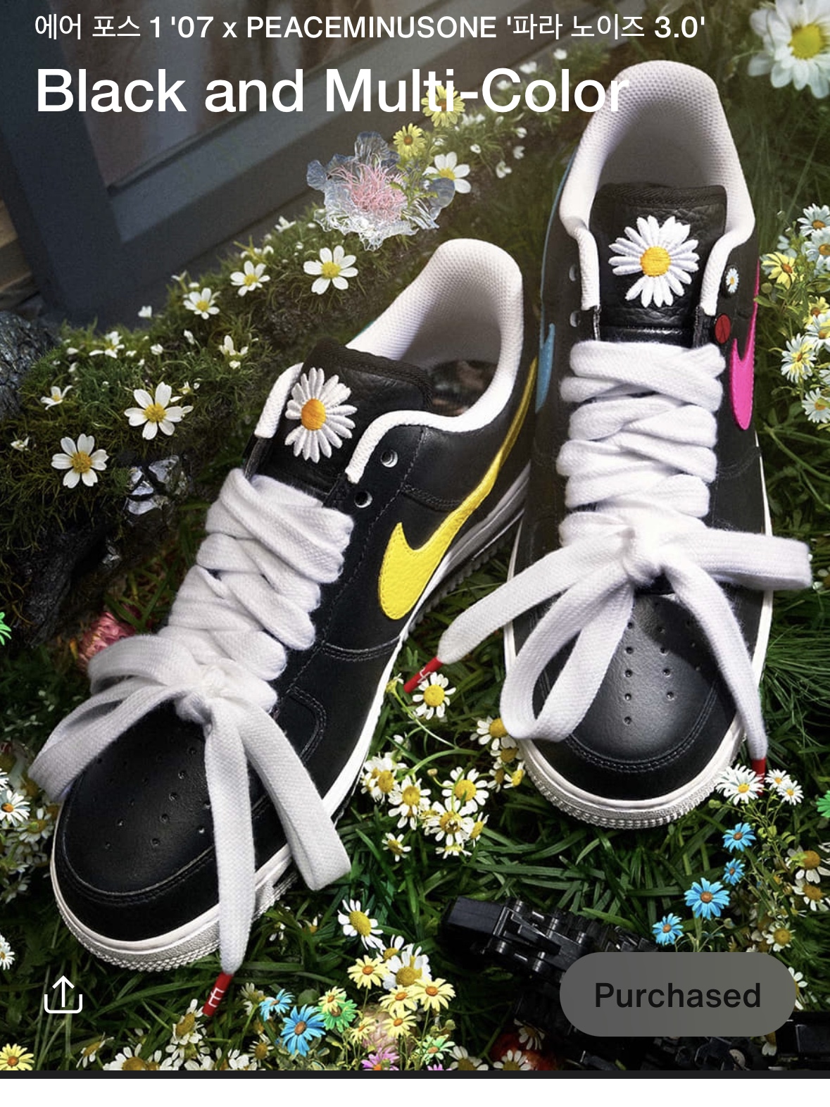 Nike x Peaceminusone Air Force 1 Low Para-Noise 3.0 Black and Multicolor 착용 스타일