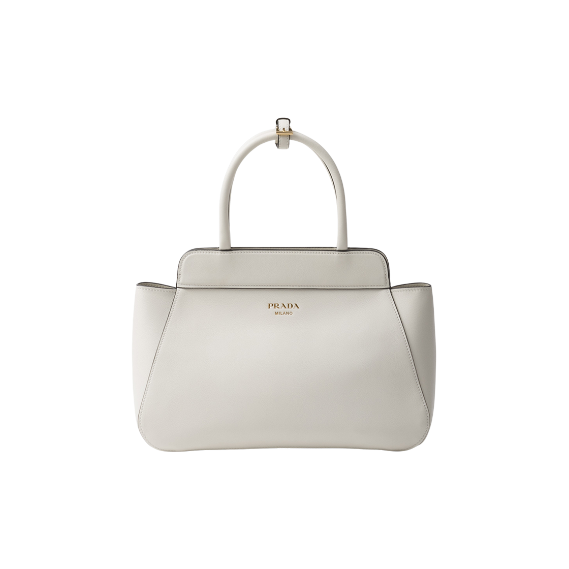 Prada Medium Leather Tote Bag White 상세 이미지 1