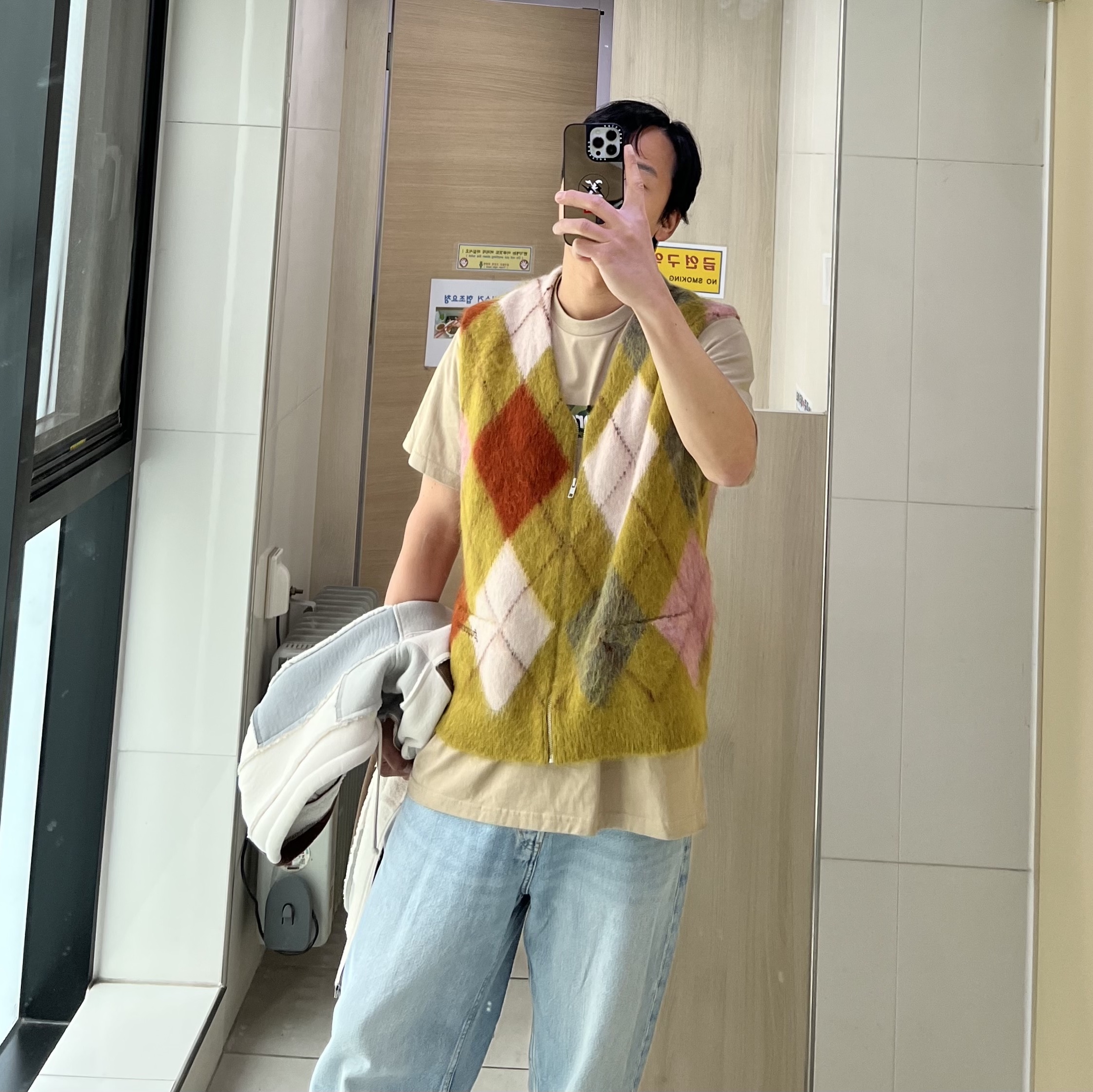 Supreme Brushed Argyle Zip Up Vest Olive - 24SS 착용 스타일