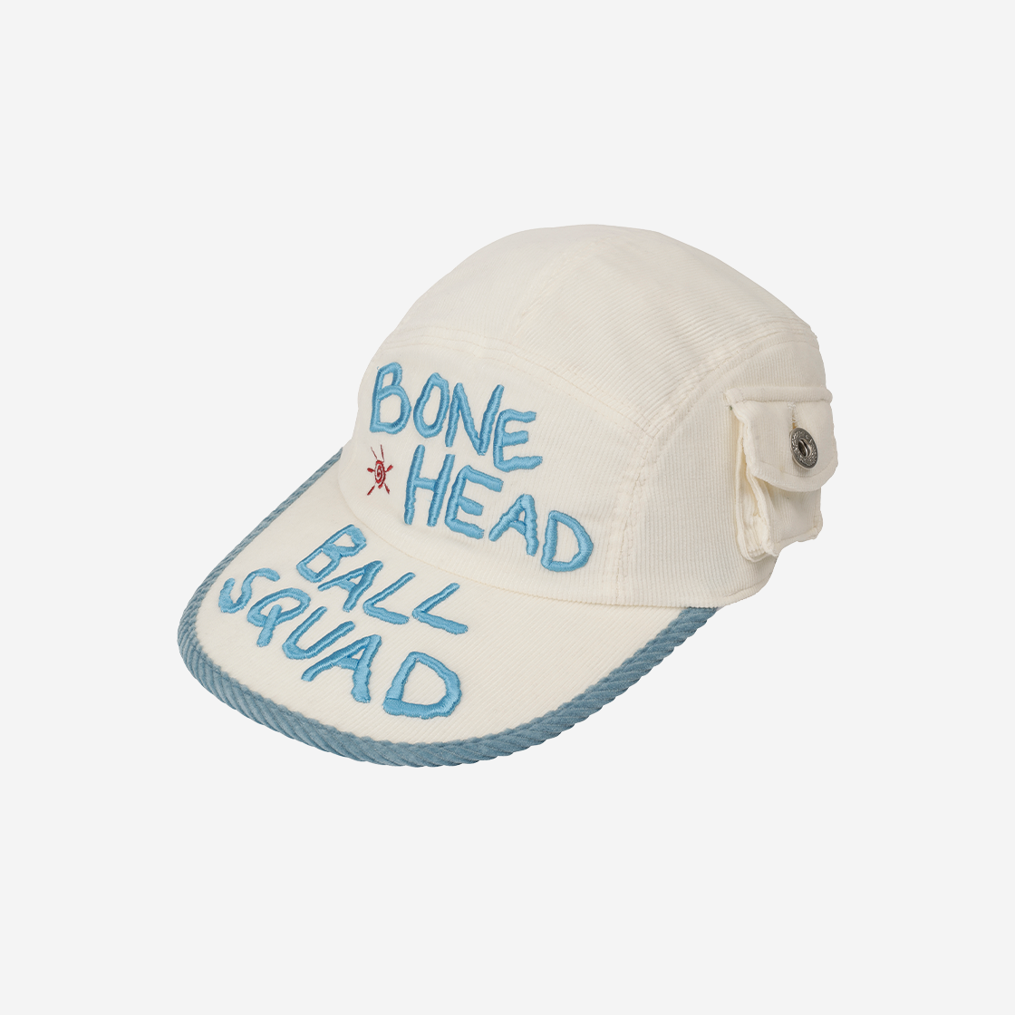 E01CAP03WH Problemallways Bonehead Ball Squad Corduroy Pocket Camp Cap White