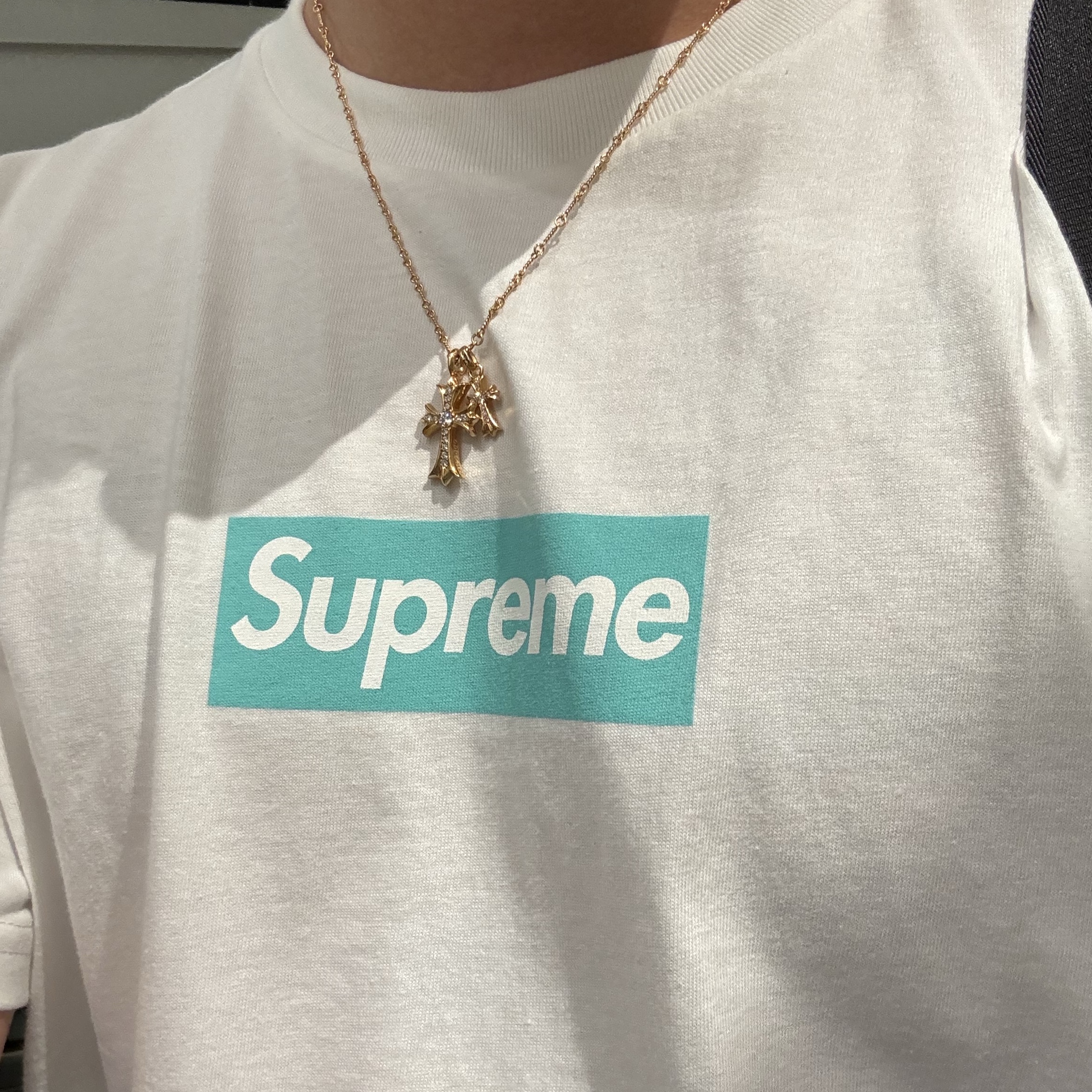 Supreme x Tiffany & Co. Box Logo T-Shirt White - 21FW 착용 스타일 - 3