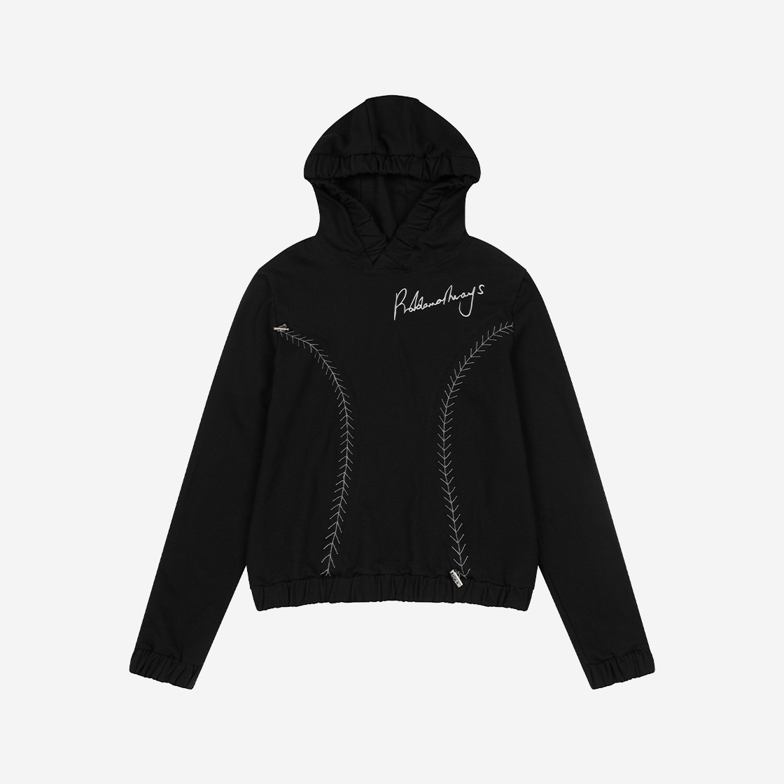 E01SW01BK Problemallways Baseball Shirring Hoodie Black