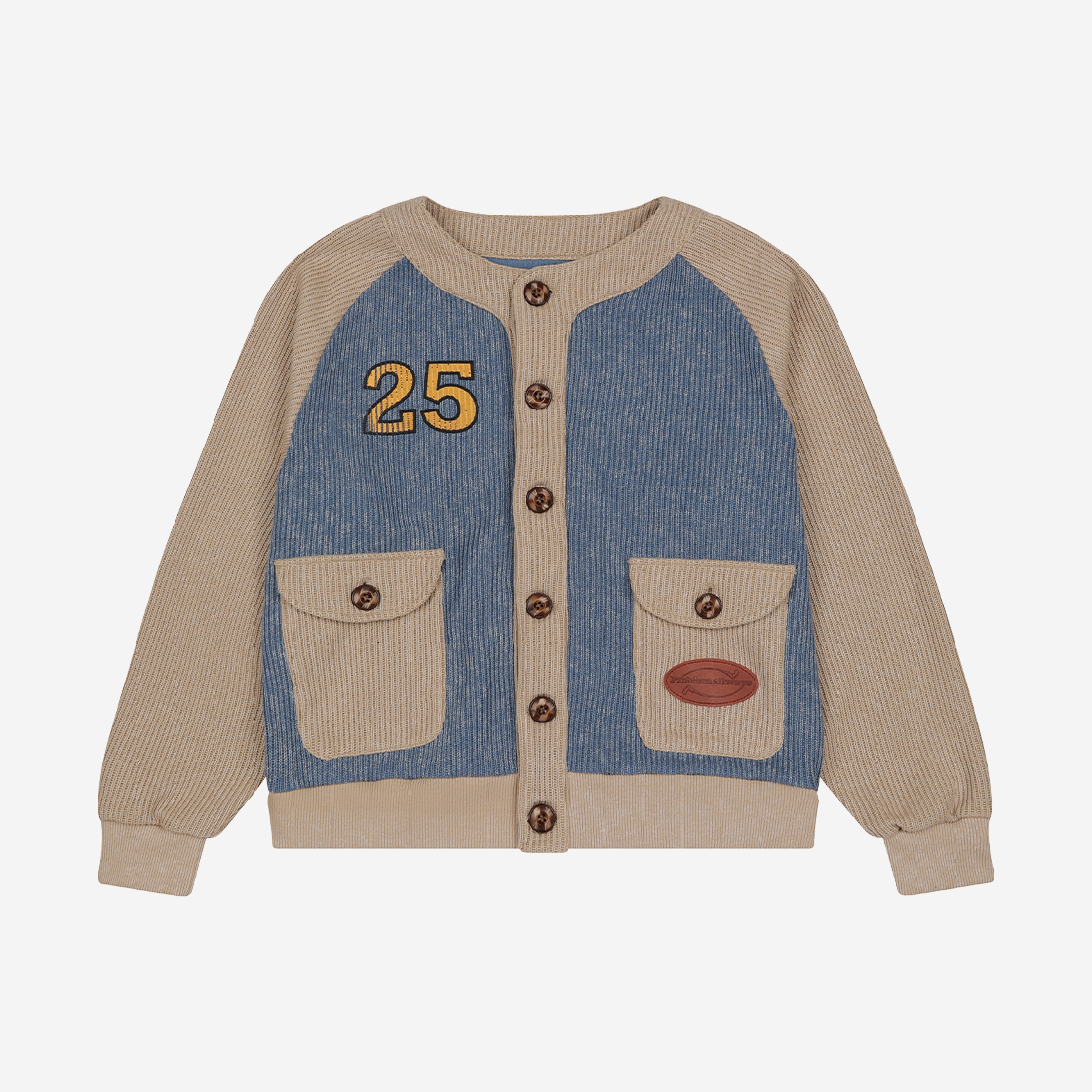 E01KN01BL Problemallways Baseball Uniform Knit Cardigan Blue