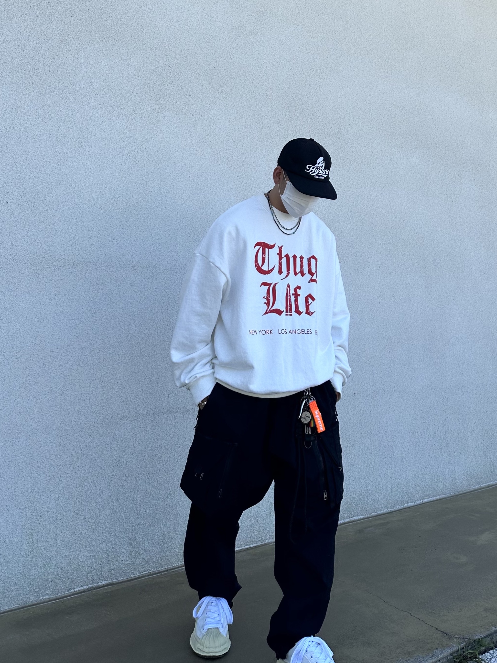 Maison Mihara Yasuhiro Blakey VL OG Sole Canvas Low-top Sneakers White, Nike ACG Cargo Pants Black 착용 스타일 - 2
