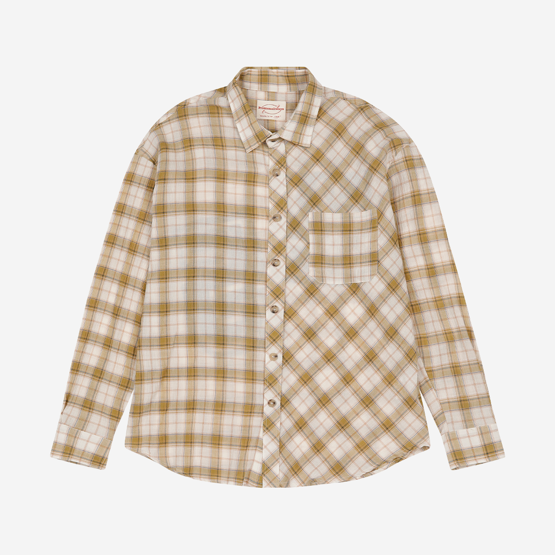 E01SH01YL Problemallways Number 25 Player Check Shirt Yellow
