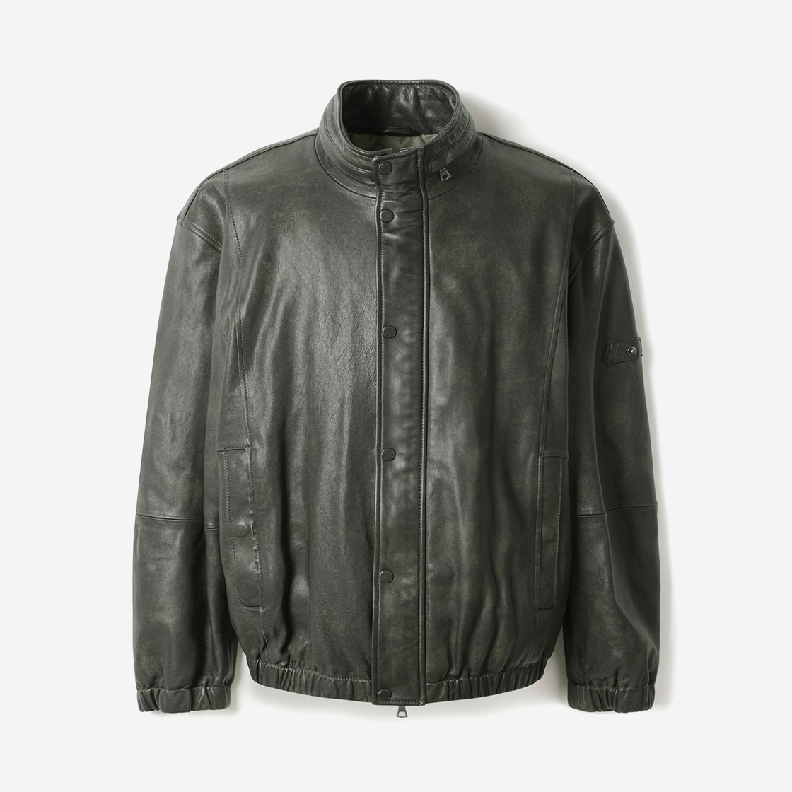 시리즈 투톤 블루종 가죽 점퍼 그린(SERIES Two Tone Blouson Leather Jumper Green)