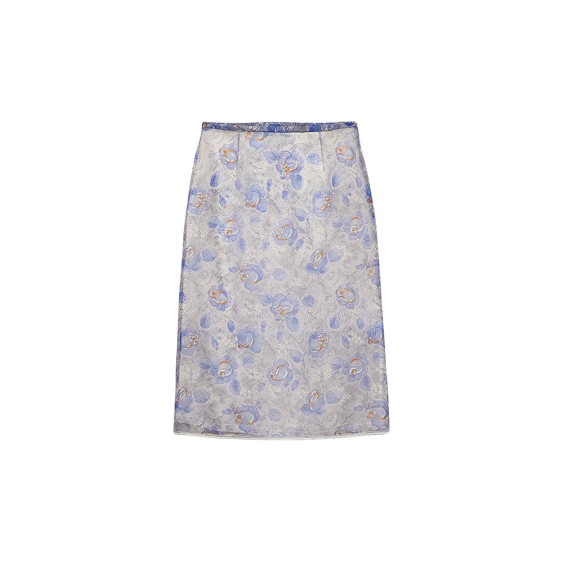 (W) Prada Printed Nylonette Midi Skirt Sapphire Blue 상세 이미지 1