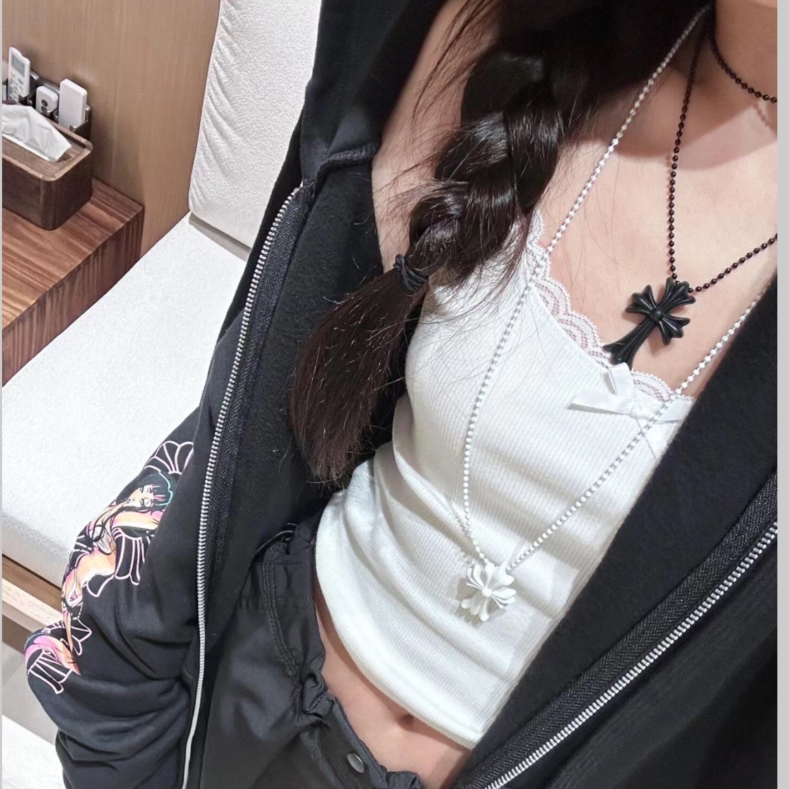 Chrome Hearts Silichrome CH Cross Pendant Black 2022/2023/2025 착용 스타일