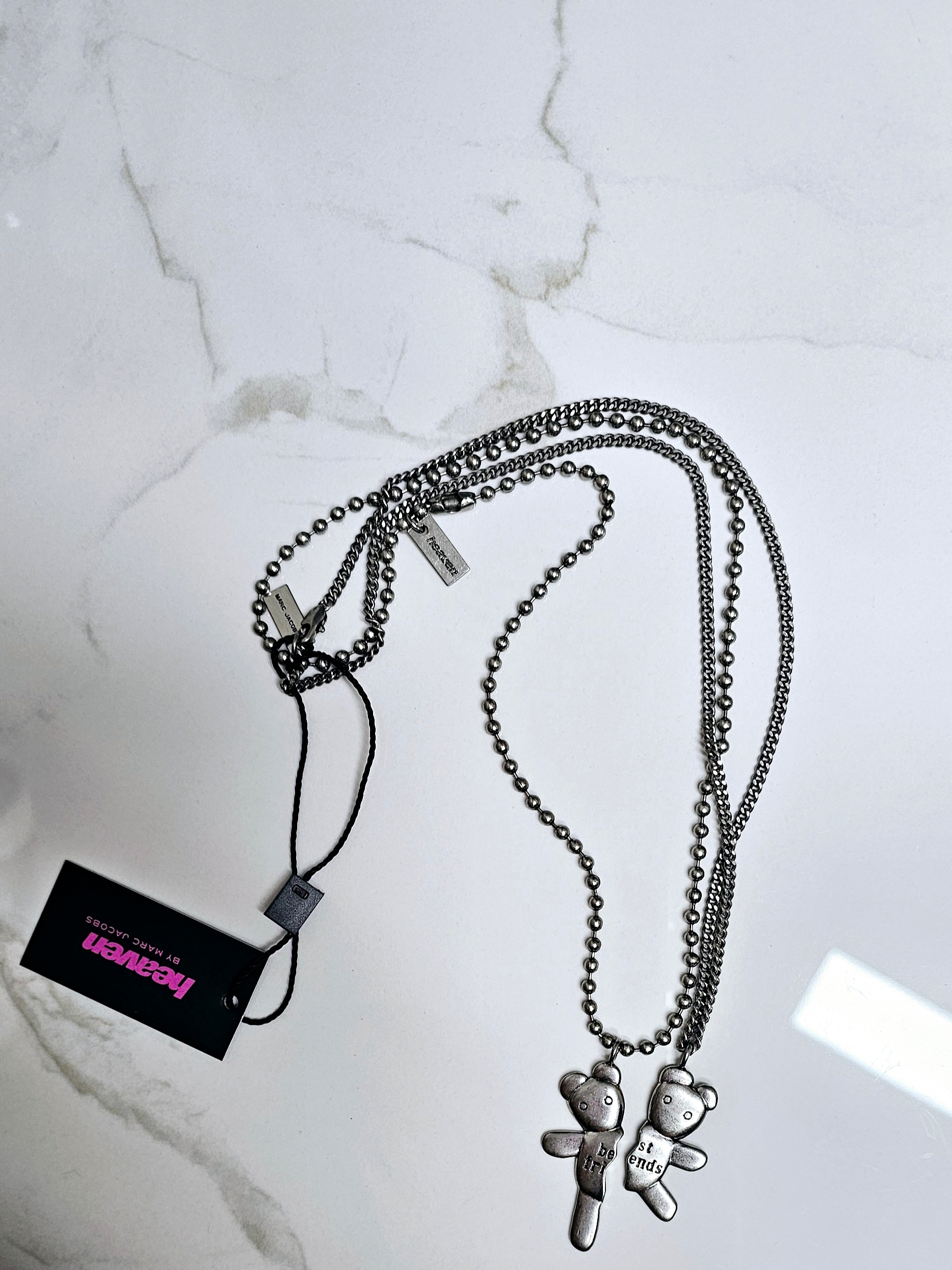 Heaven by Marc Jacobs Friendship Necklace Set Silver Ox (Set of 2) 착용 스타일 - 1