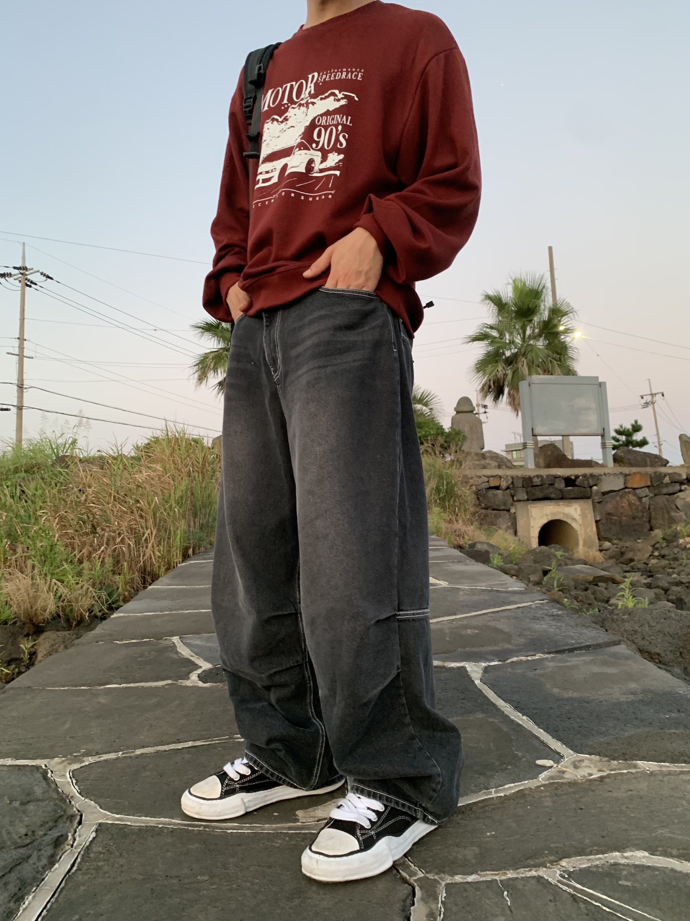 Maison Mihara Yasuhiro Peterson OG Sole Canvas Low Sneakers Black, The North Face Big Shot Black 착용 스타일 - 8
