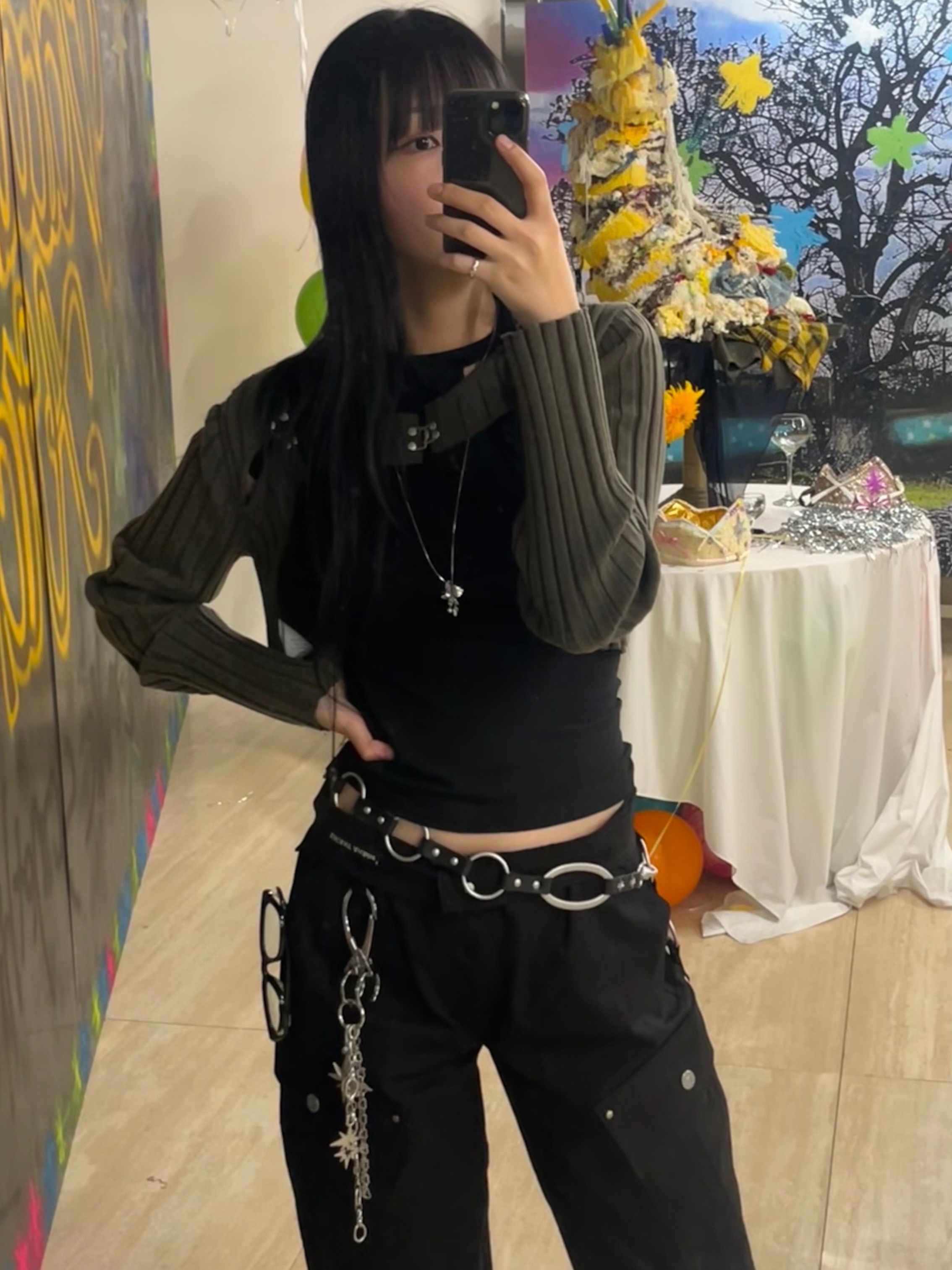 Vacant Archive Vacant Star Keyring Silver, Vacant Archive Ringana O-Ring Chain Belt Black ์ฐฉ์ฉ ์คํ์ผ