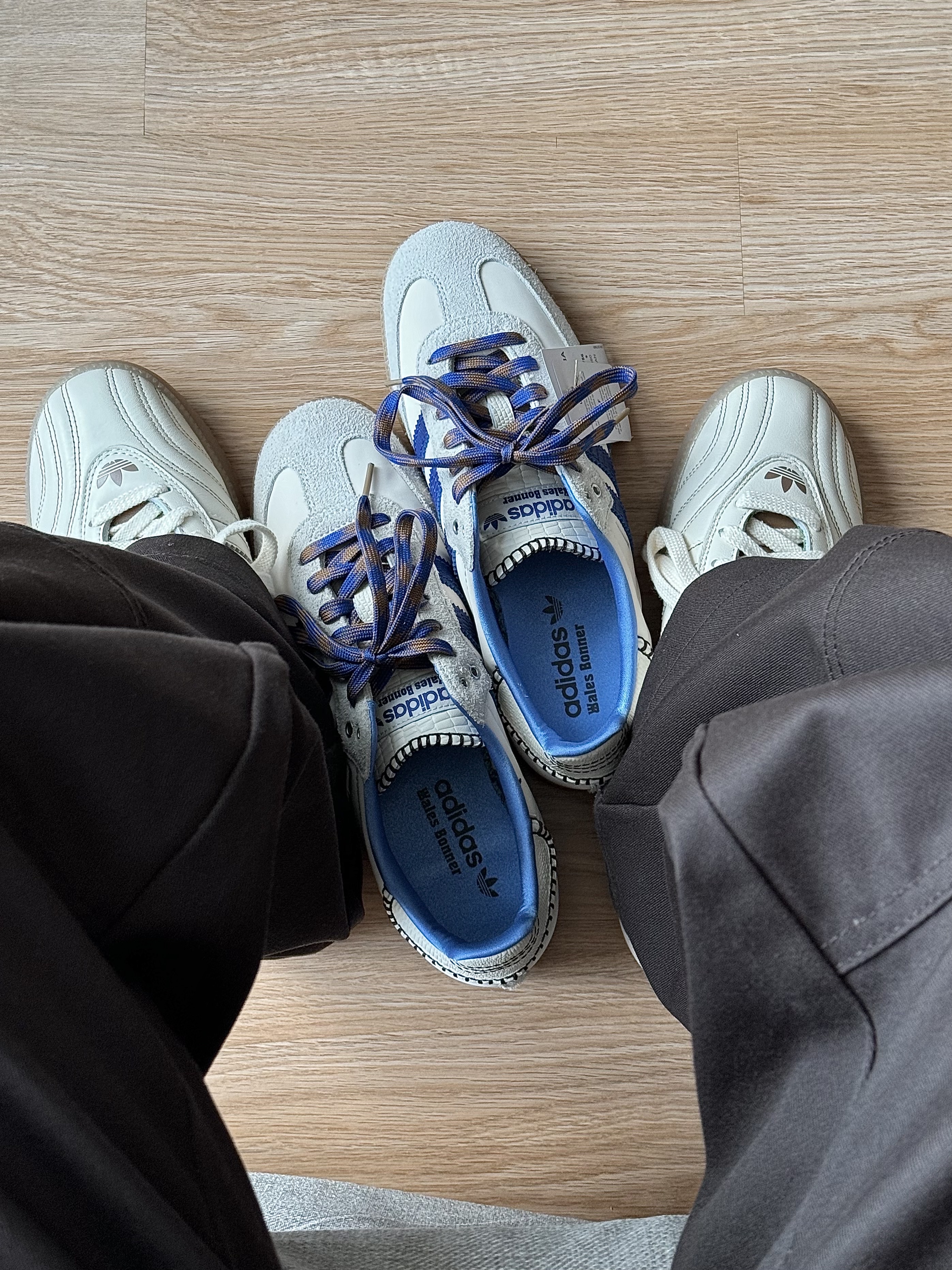 Adidas x Wales Bonner Samba Wonder Clay Royal Blue, Adidas x Wales Bonner Samba Millennium Wonder White Brown 착용 스타일 - 6