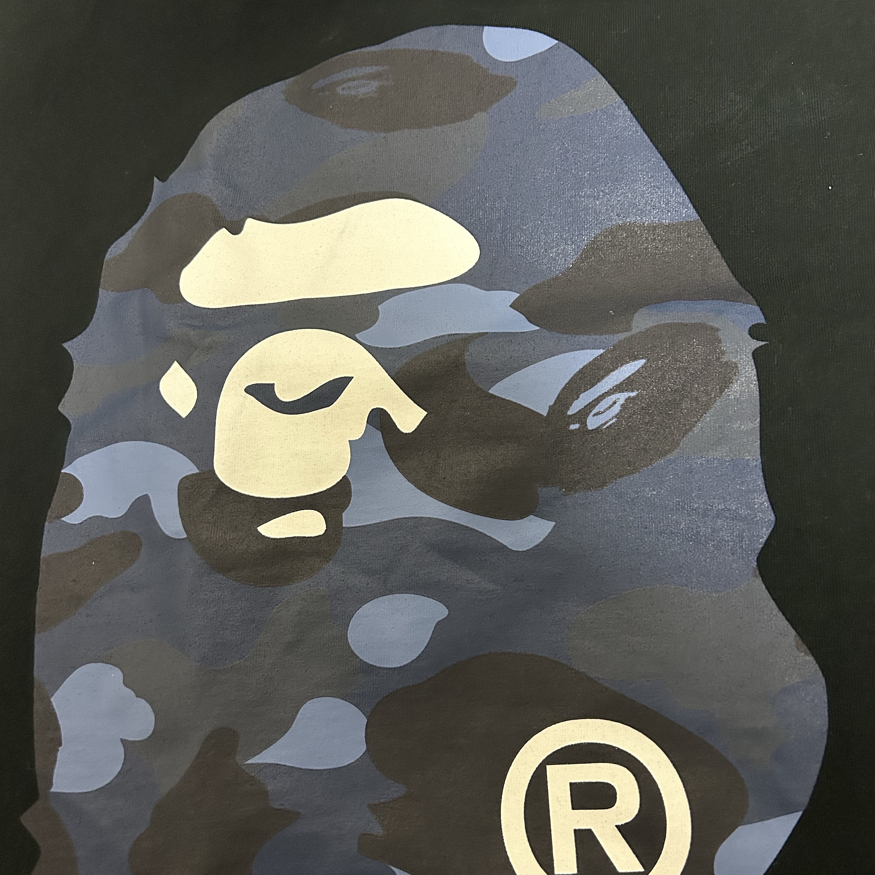 BAPE Color Camo Big Ape Head T-Shirt Black Navy 착용 스타일