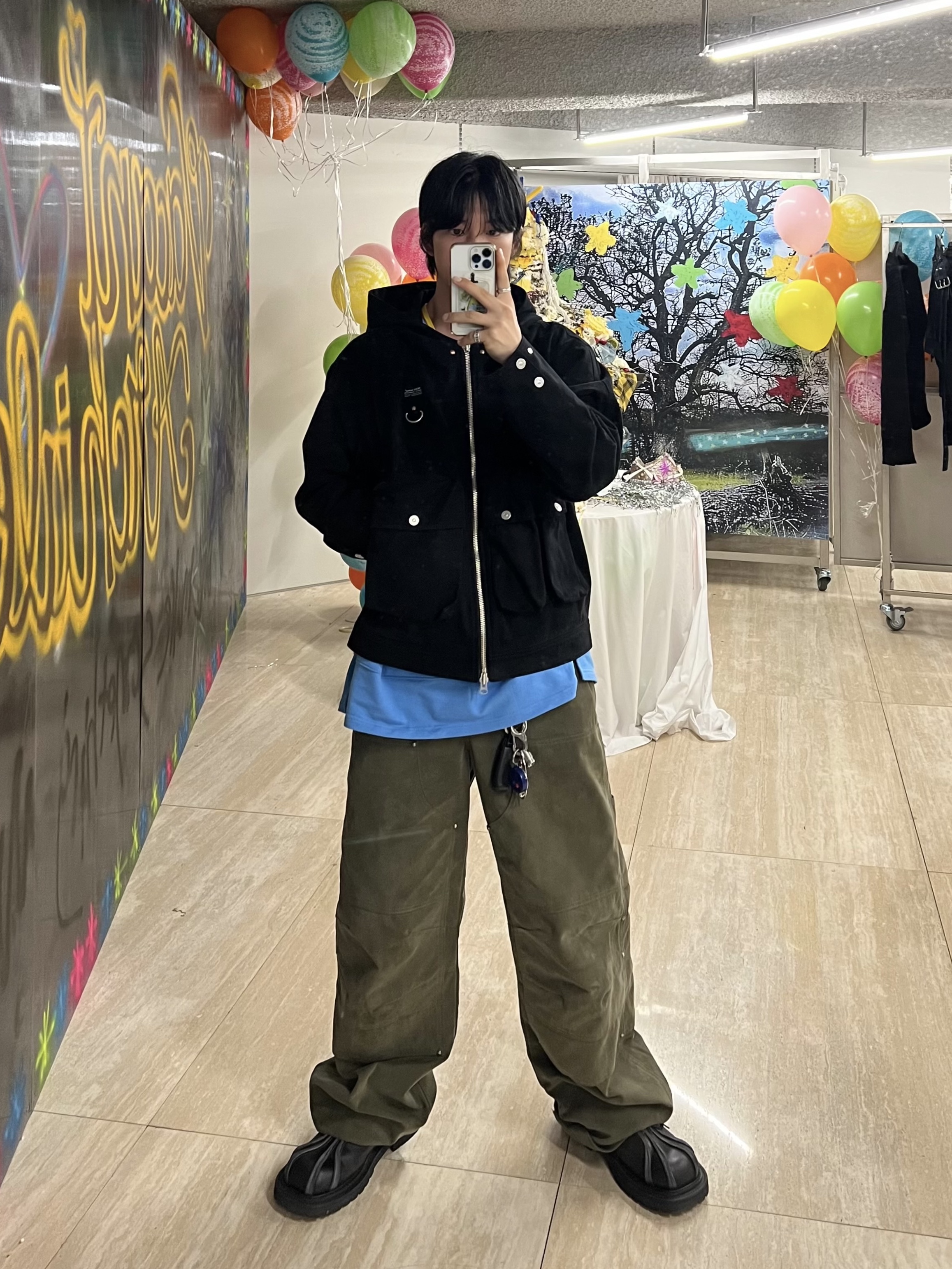 Vacant Archive Unisex Nova Carpenter Pants Black, Vacant Archive Unisex Nova Carpenter Pants Camo 착용 스타일