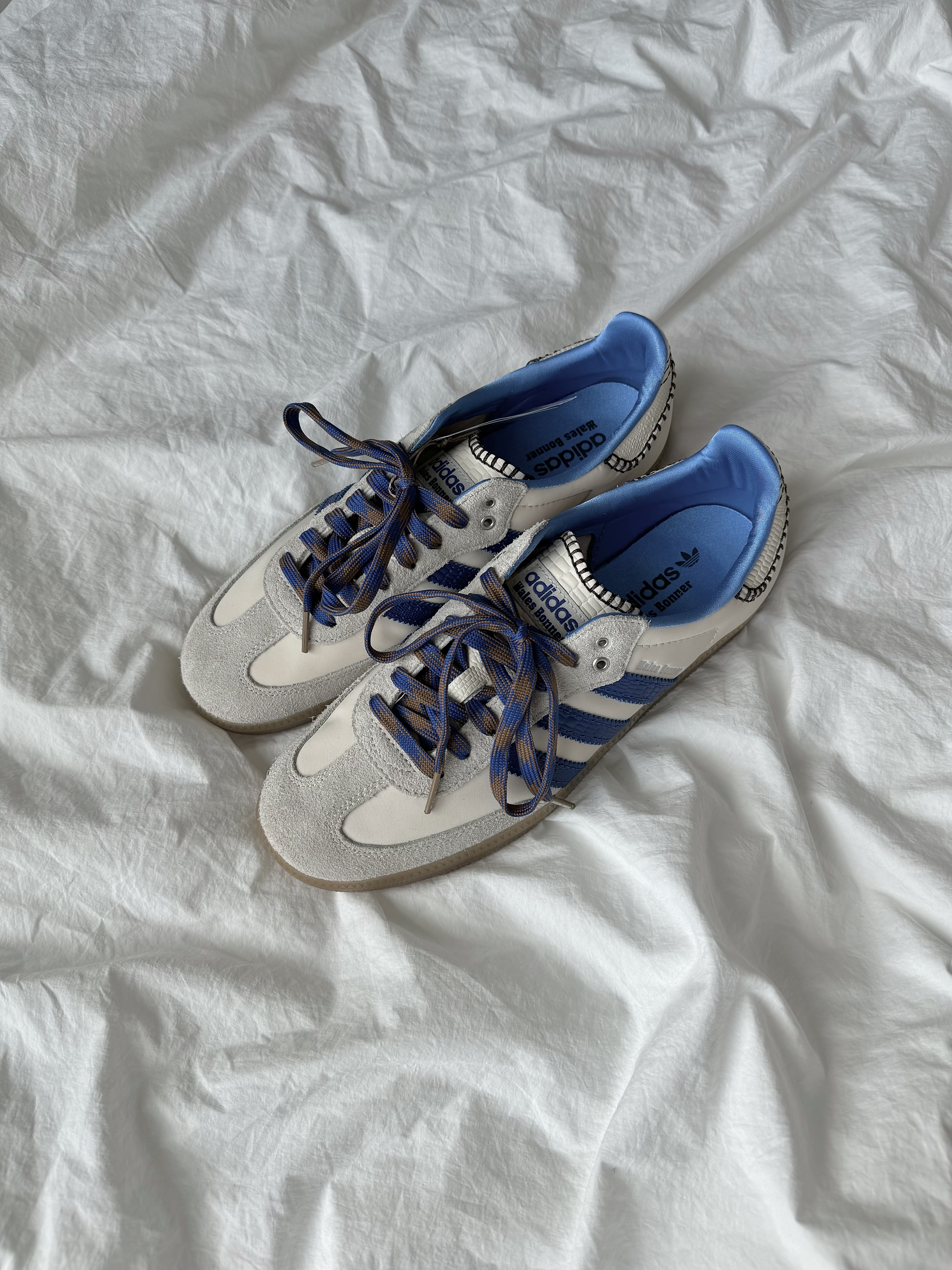 Adidas x Wales Bonner Samba Wonder Clay Royal Blue, Adidas x Wales Bonner Samba Millennium Wonder White Brown 착용 스타일 - 5
