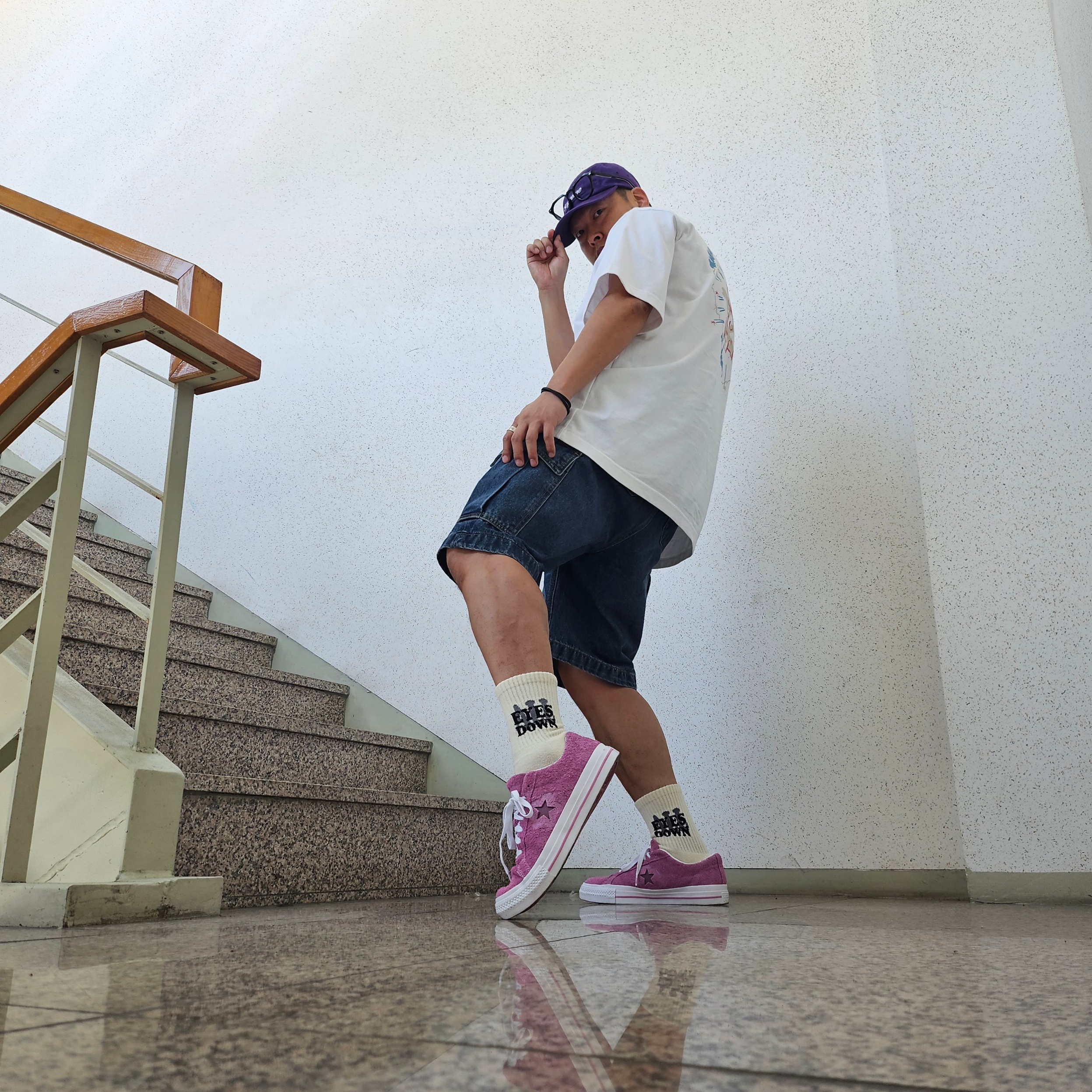 Supreme Washed Chino Twill Camp Cap Purple - 24SS, Converse Cons One Star Pro Stardust Lilac 착용 스타일 - 1