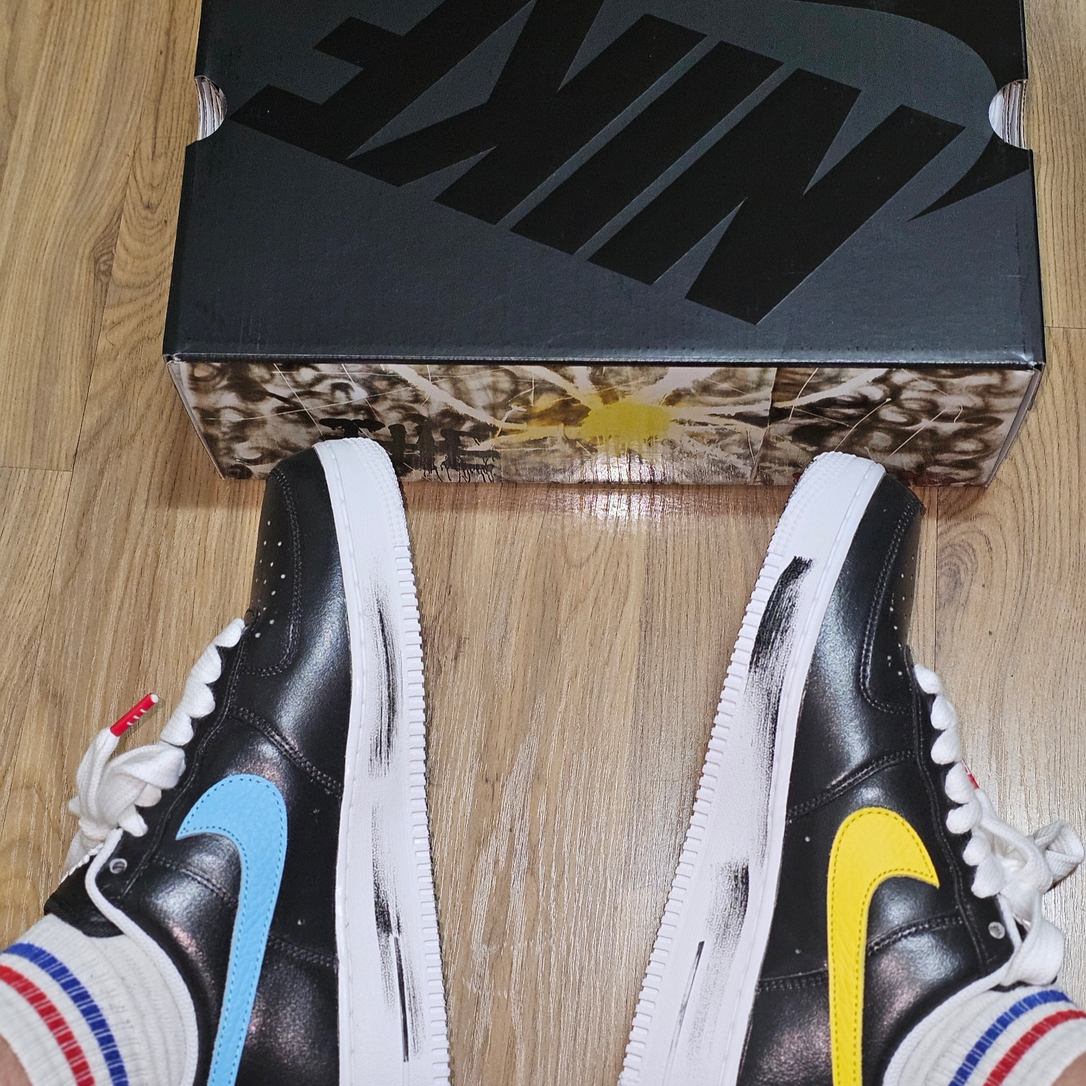 Nike x Peaceminusone Air Force 1 Low Para-Noise 3.0 Black and Multicolor 착용 스타일 - 2