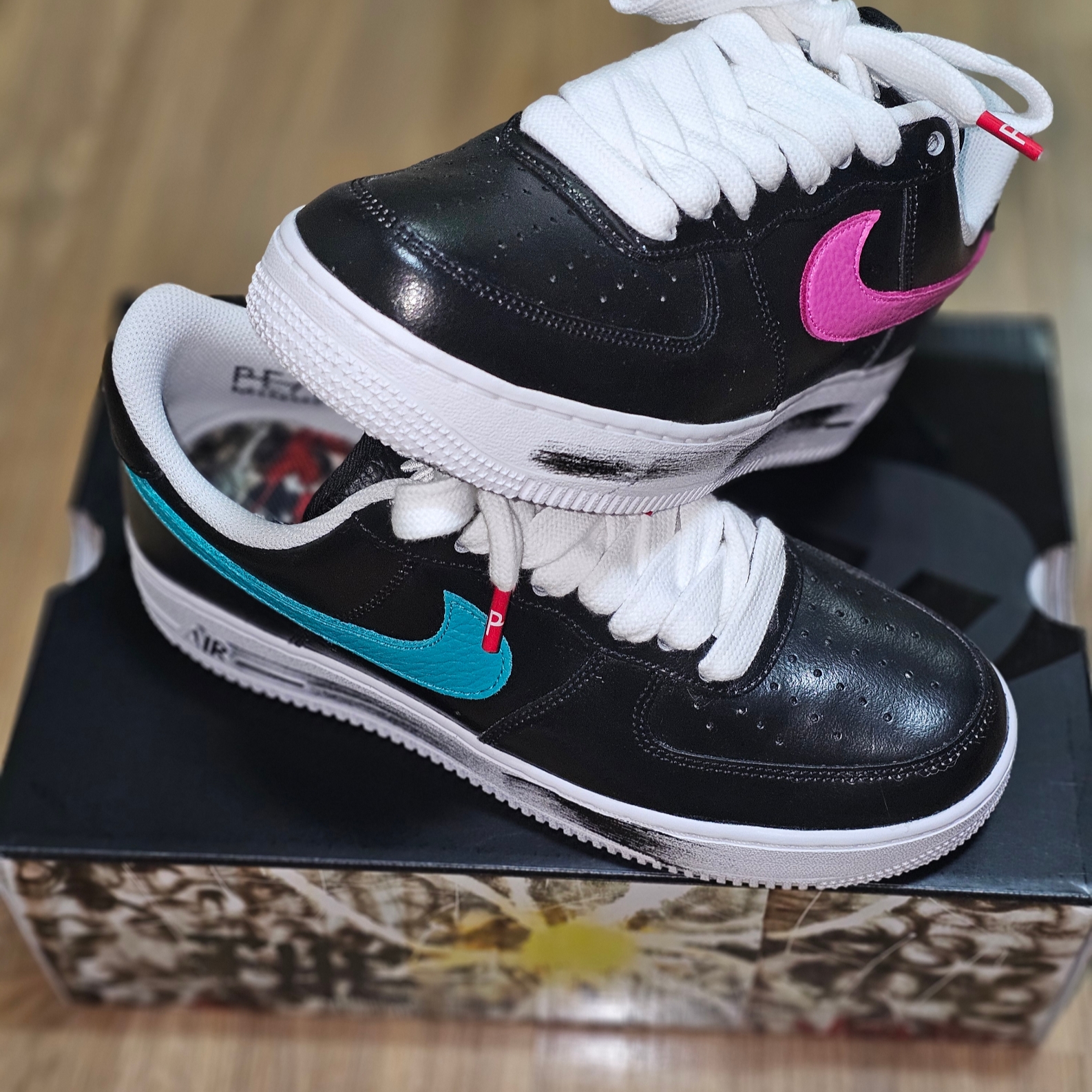 Nike x Peaceminusone Air Force 1 Low Para-Noise 3.0 Black and Multicolor 착용 스타일 - 1