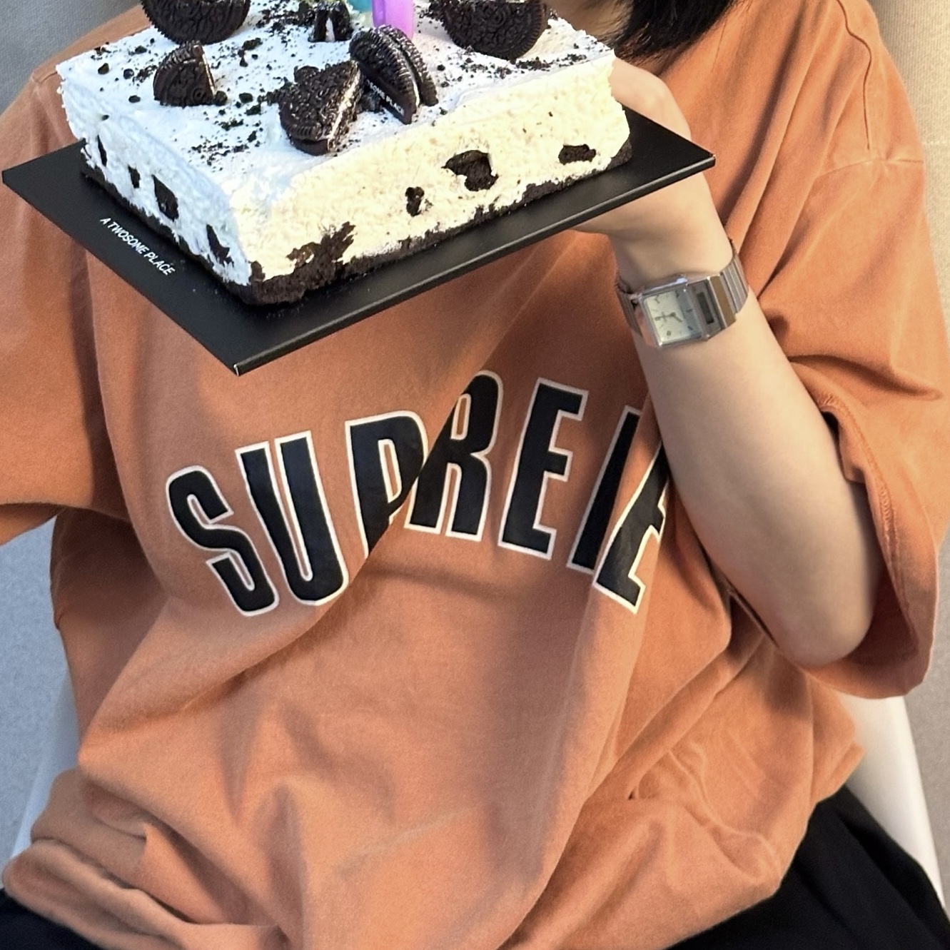 Supreme Cracked Arc S/S Top Orange - 24SS 착용 스타일 - 2
