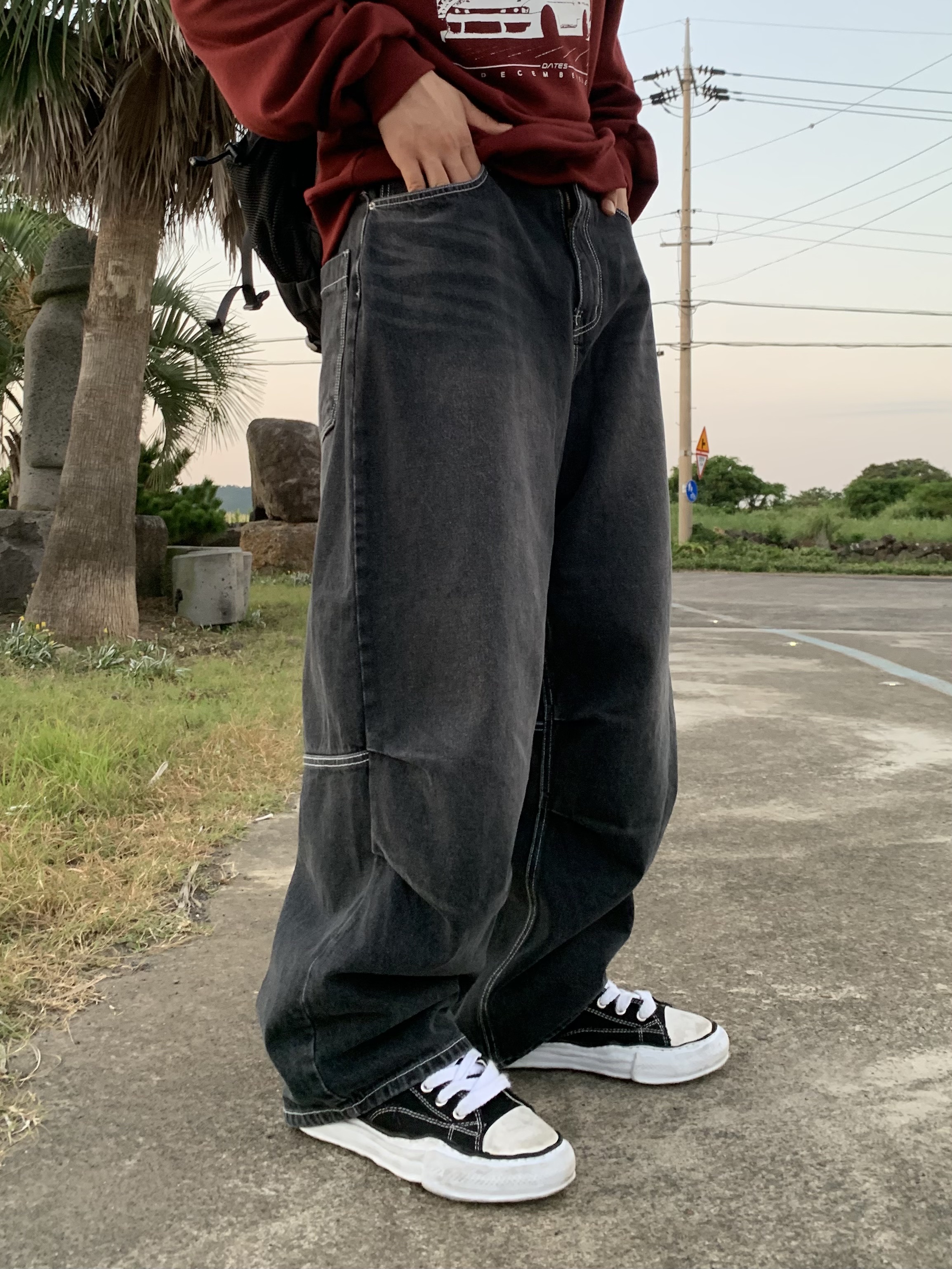 Maison Mihara Yasuhiro Peterson OG Sole Canvas Low Sneakers Black, The North Face Big Shot Black 착용 스타일 - 6