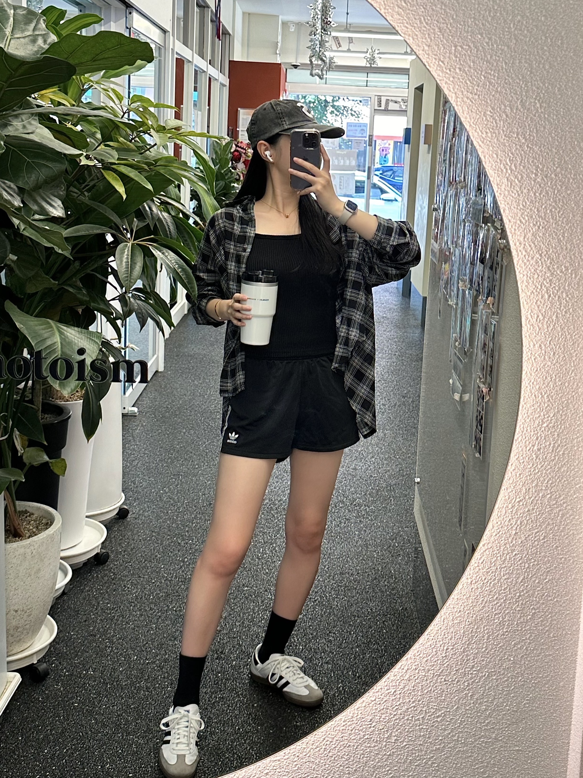 Supreme Pigment Print S Logo 6-Panel Black - 23FW, (W) Adidas 3-Stripes Shorts Black - KR Sizing 착용 스타일 - 2