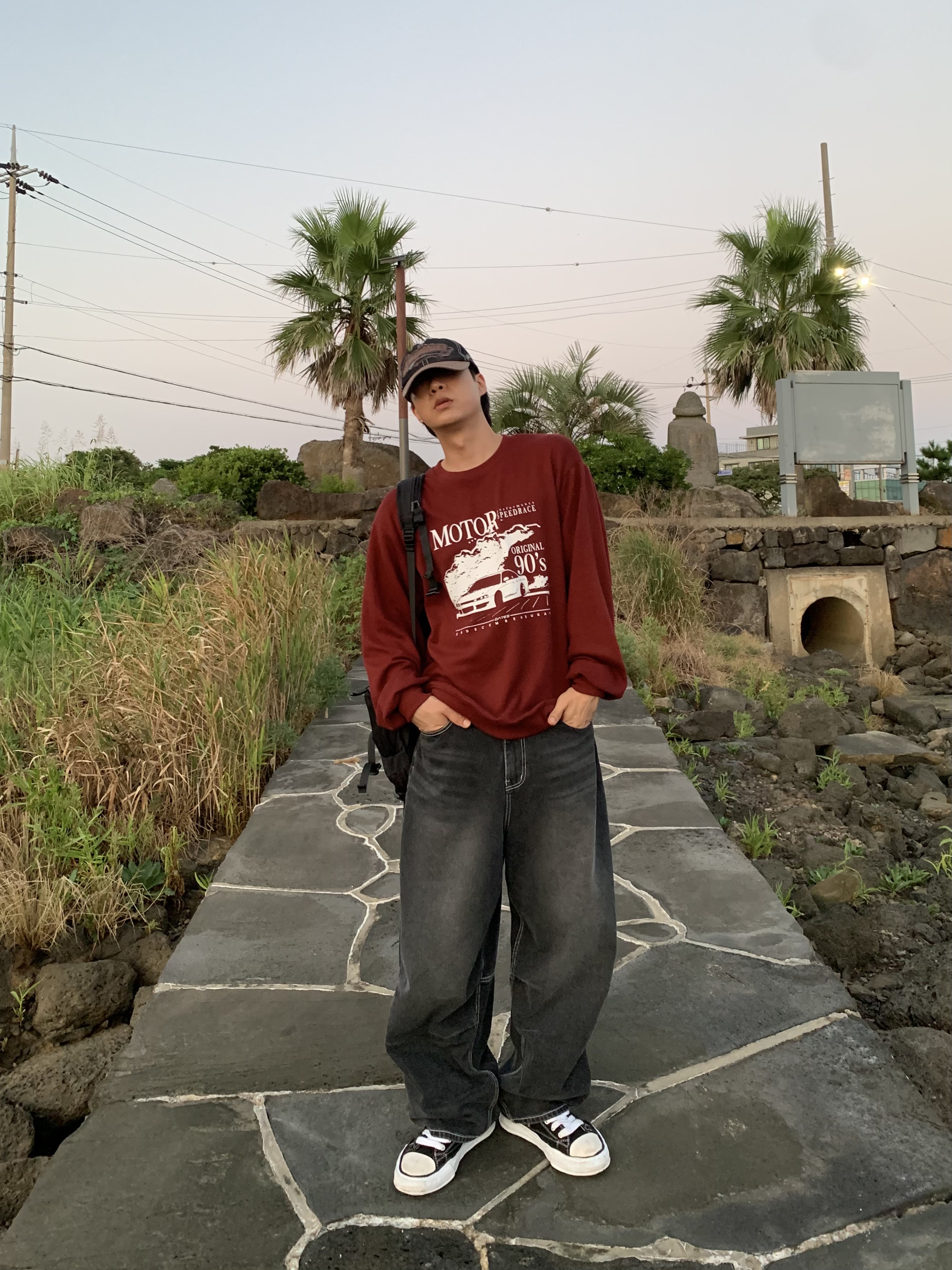 Maison Mihara Yasuhiro Peterson OG Sole Canvas Low Sneakers Black, The North Face Big Shot Black 착용 스타일 - 5