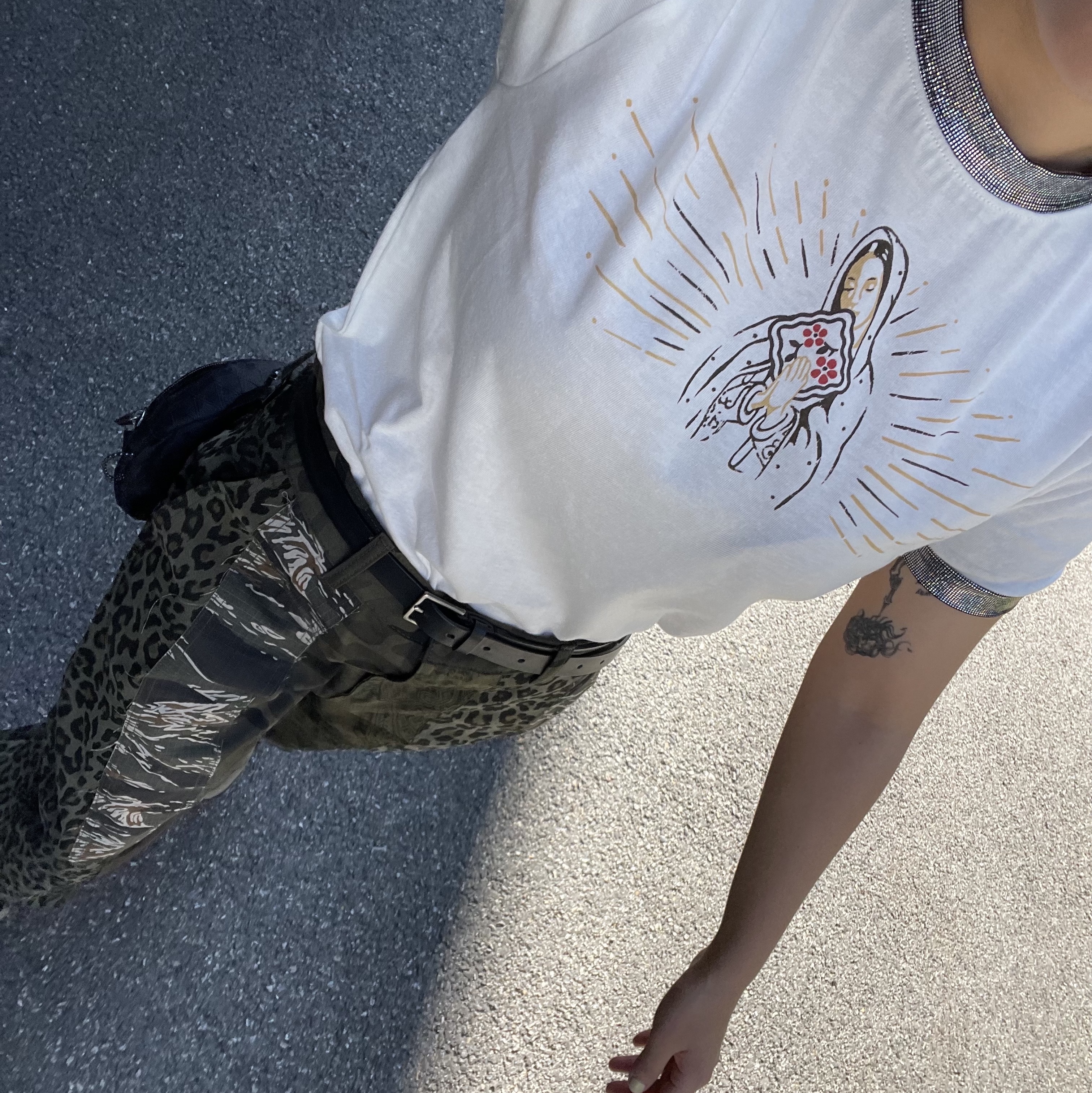 Kapital 20 Jersey Glitter Ringer T-Shirt Peckish Maria Pt White 착용 스타일