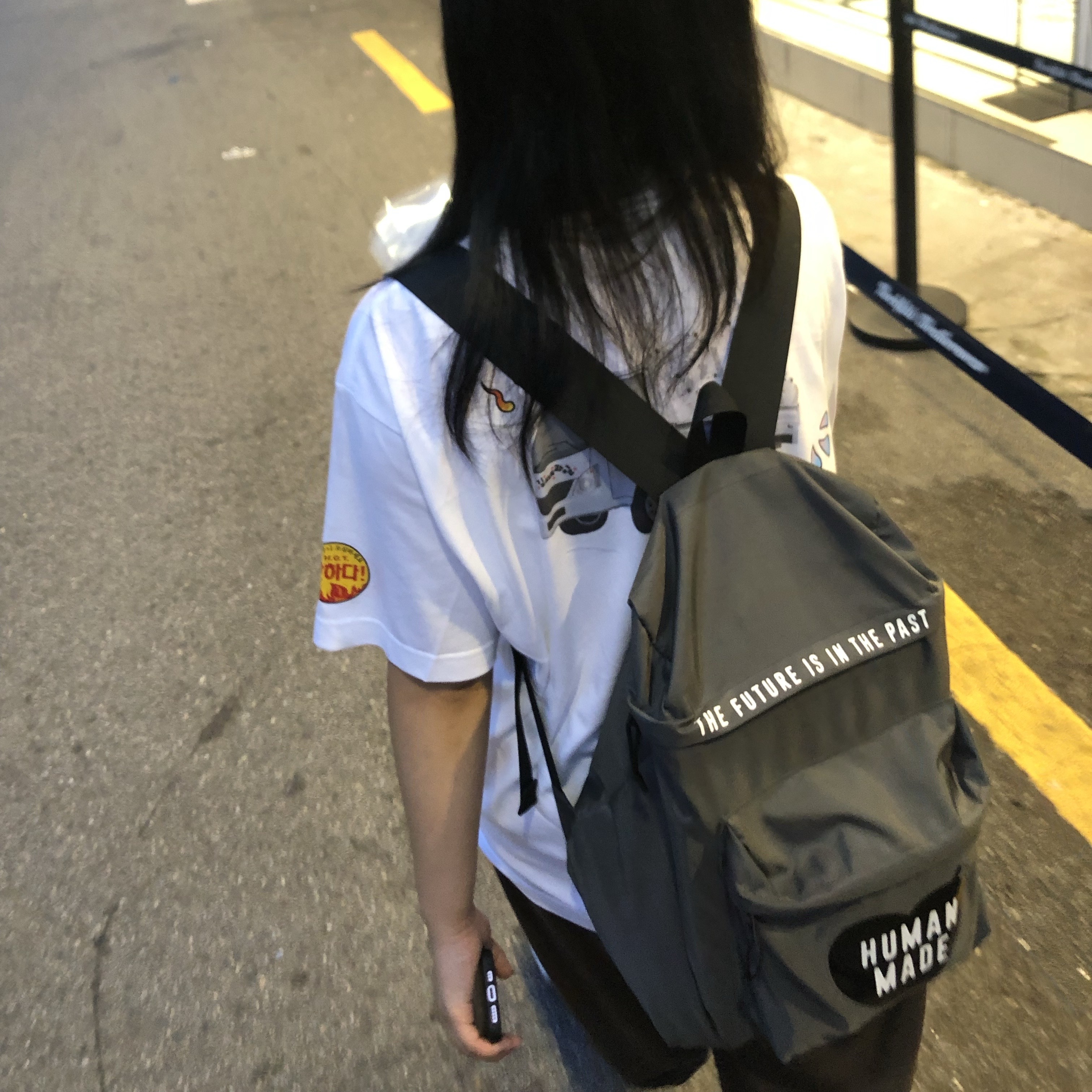 Human Made Backpack Gray, Sansan Gear Sweat Shorts Brown - 24SS 착용 스타일 - 1